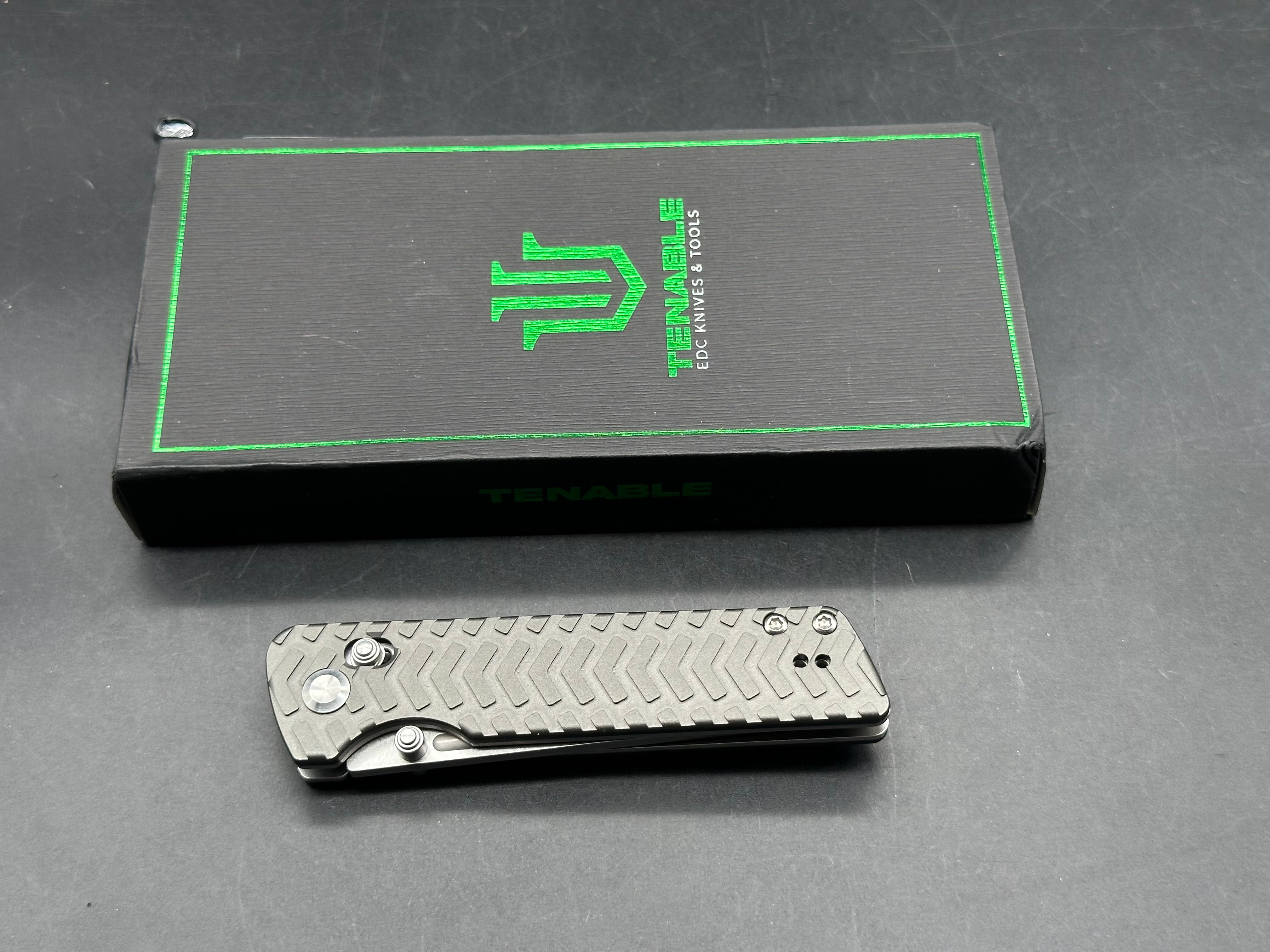 Tenable Anomaly Cross Bar Lock Knife | 3.14" Stonewashed Nitro-V Blade | Gray Aluminum Handle