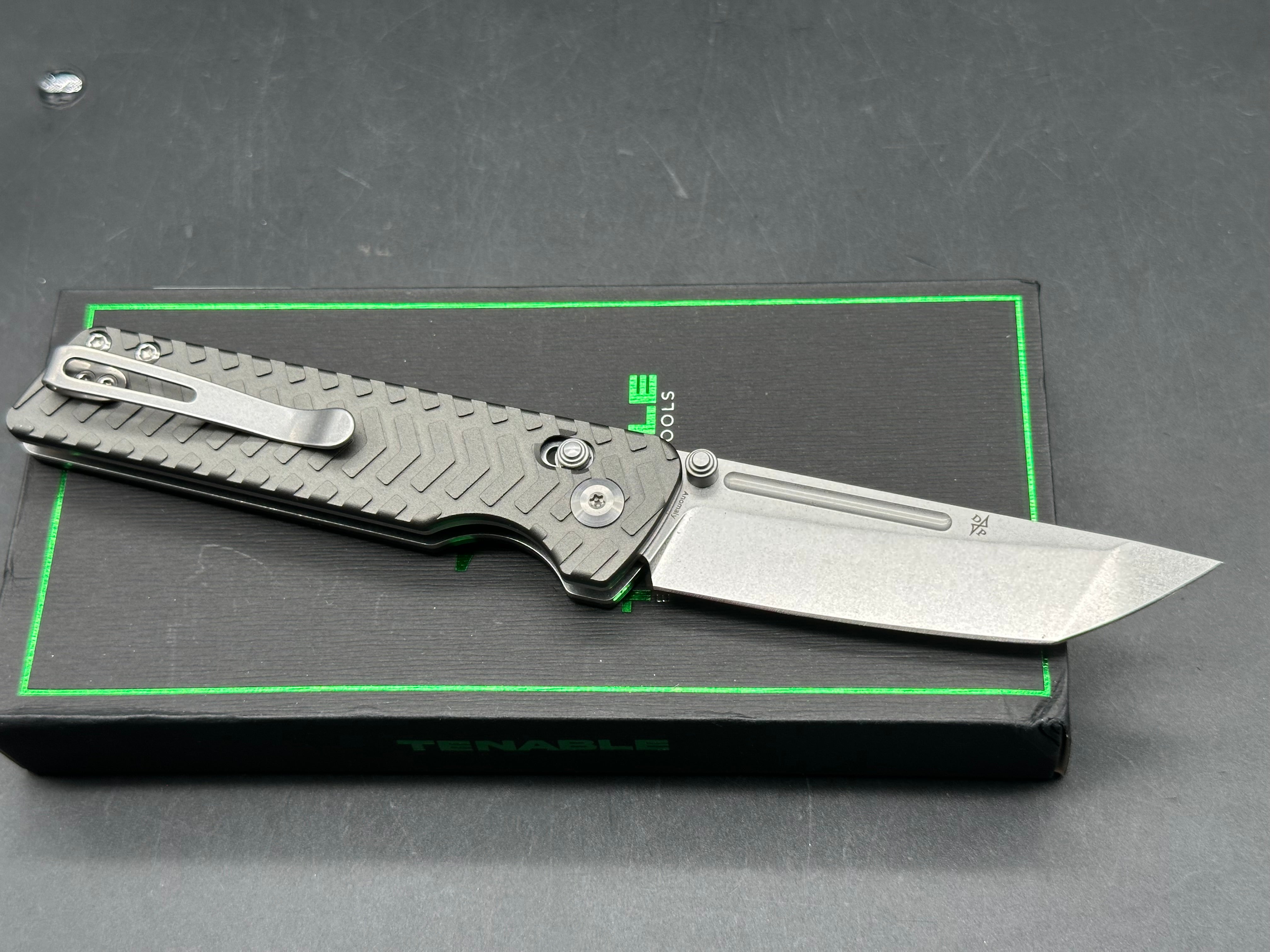 Tenable Anomaly Cross Bar Lock Knife | 3.14" Stonewashed Nitro-V Blade | Gray Aluminum Handle