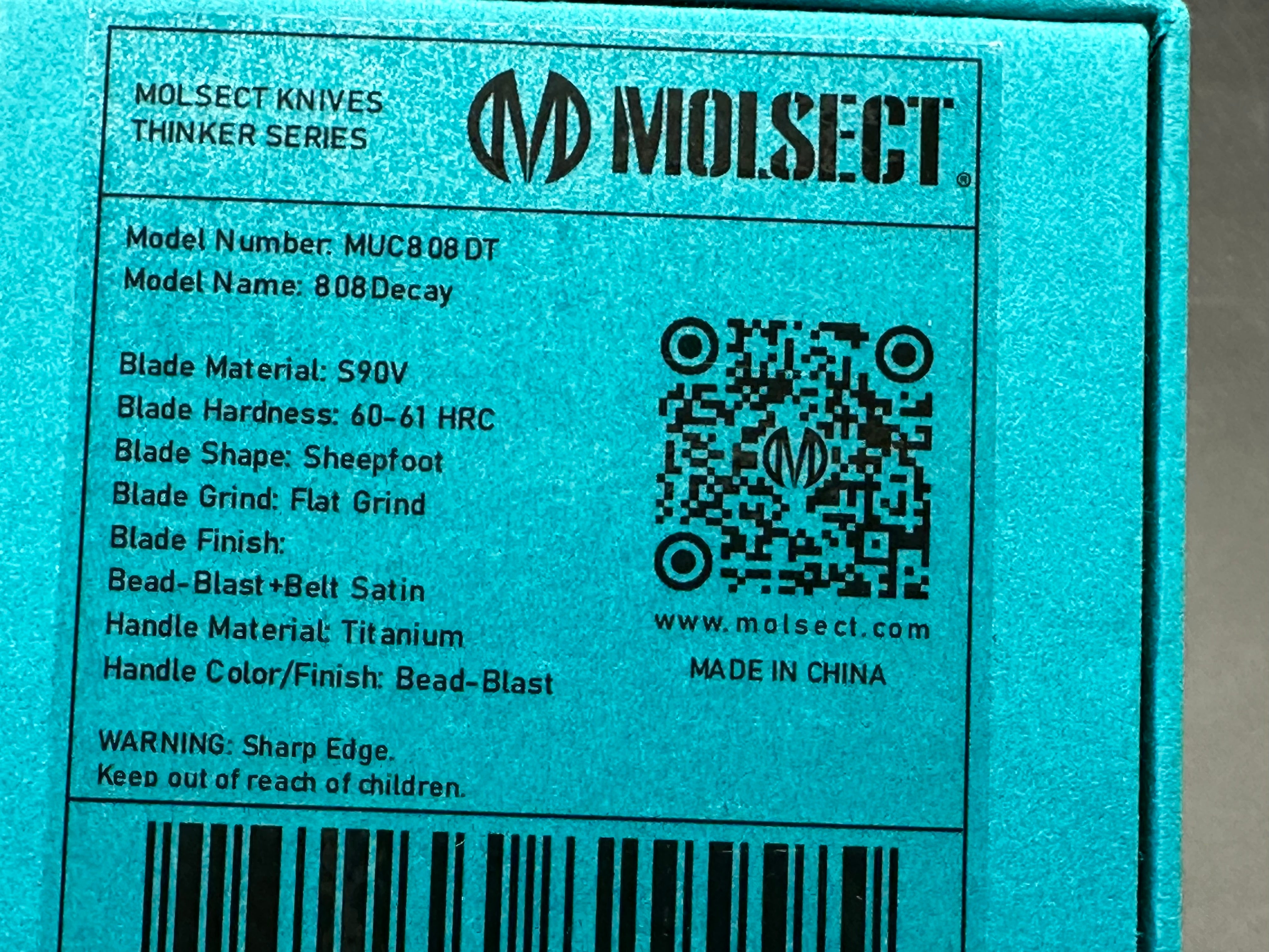 Molsect 808Decay - CPM-S90V Steel Frame Lock - Titanium