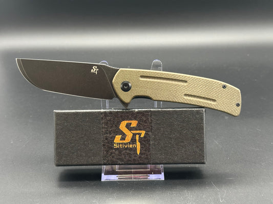 Sitivien ST133 Folding Knife,D2 Blade,Micarta Handle