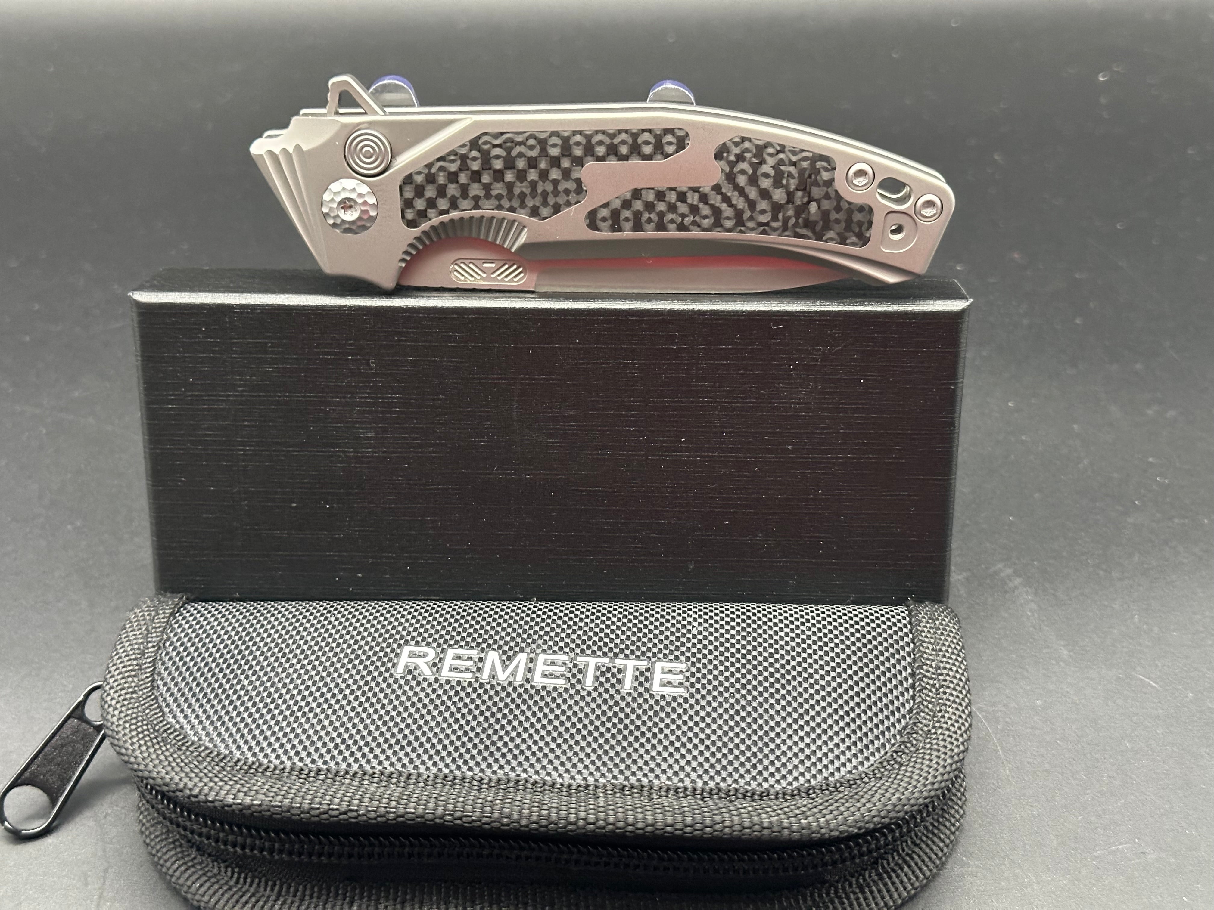 REMETTE Steed Button Lock Pocket Knife,Titanium Handle