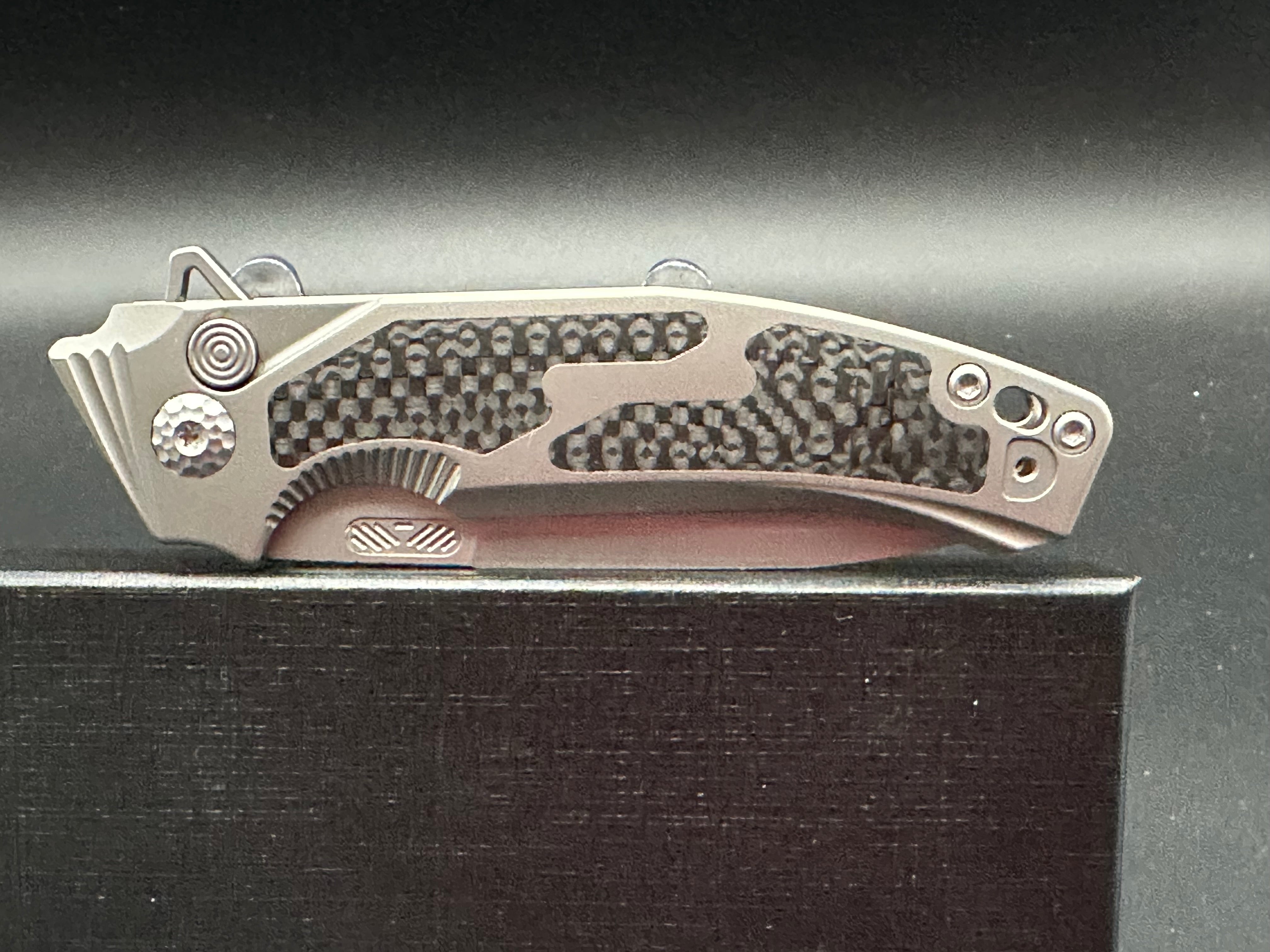 REMETTE Steed Button Lock Pocket Knife,Titanium Handle