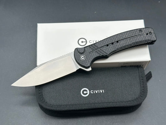 CIVIVI Cogent Button Lock/Flipper Black Micarta (3.47" 14C28N Beadblast)