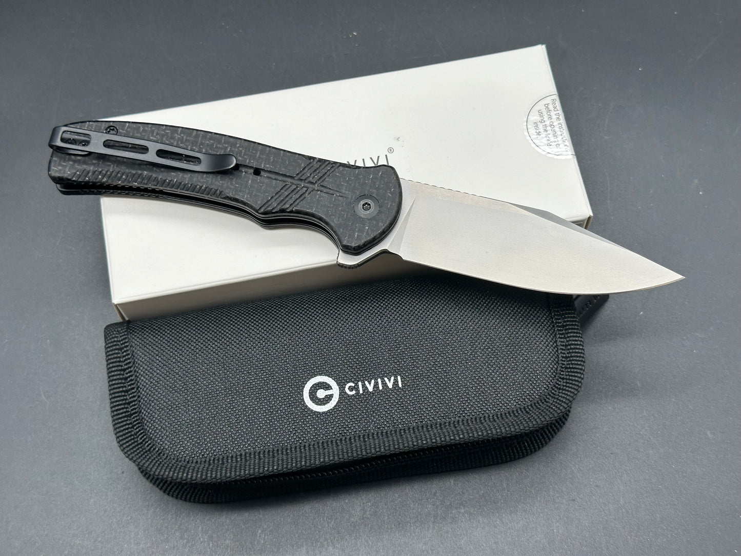 CIVIVI Cogent Button Lock/Flipper Black Micarta (3.47" 14C28N Beadblast)