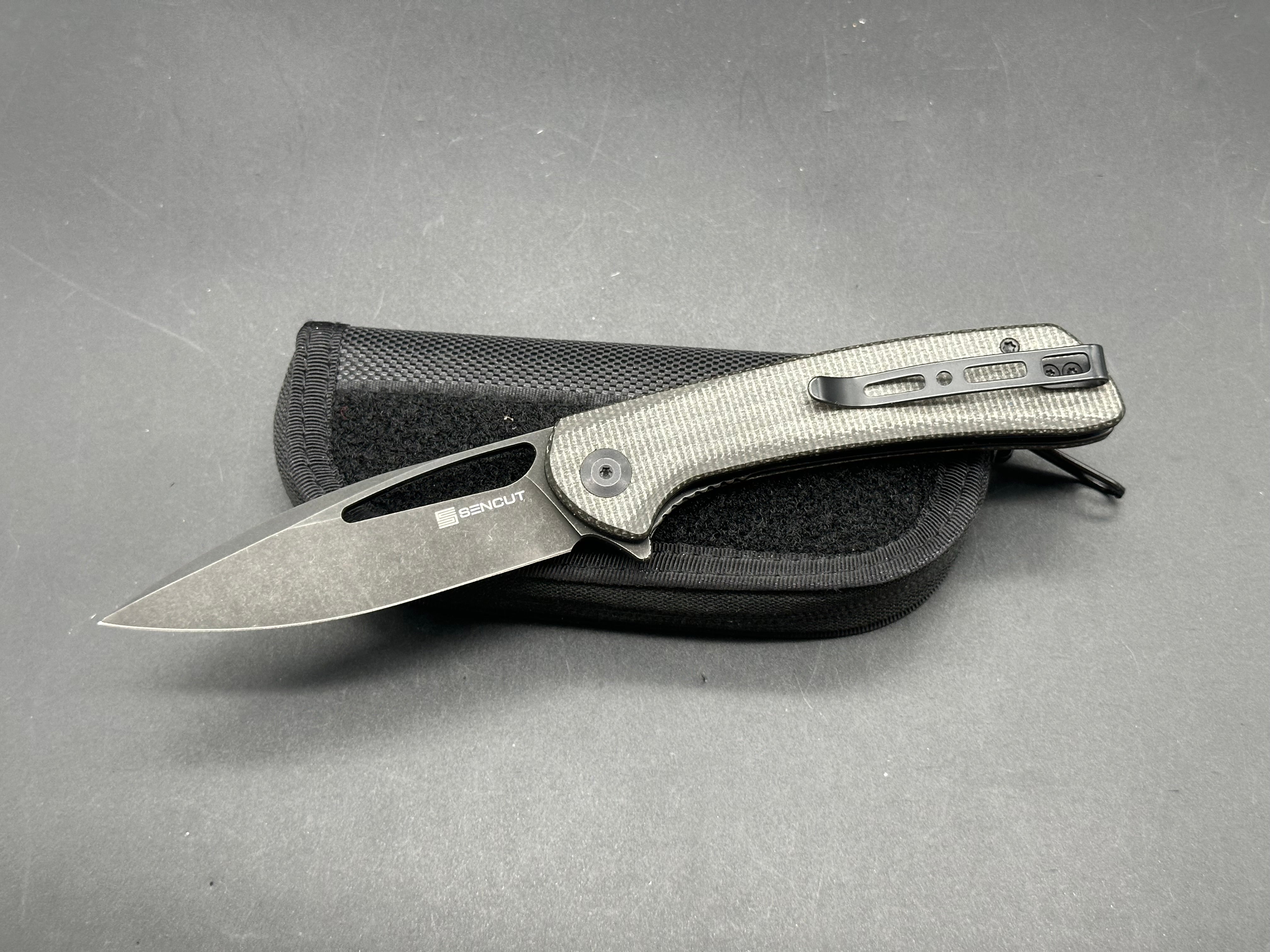 SENCUT Honoris Flipper Black Micarta (3.47" 9Cr18MoV Black Stonewash)