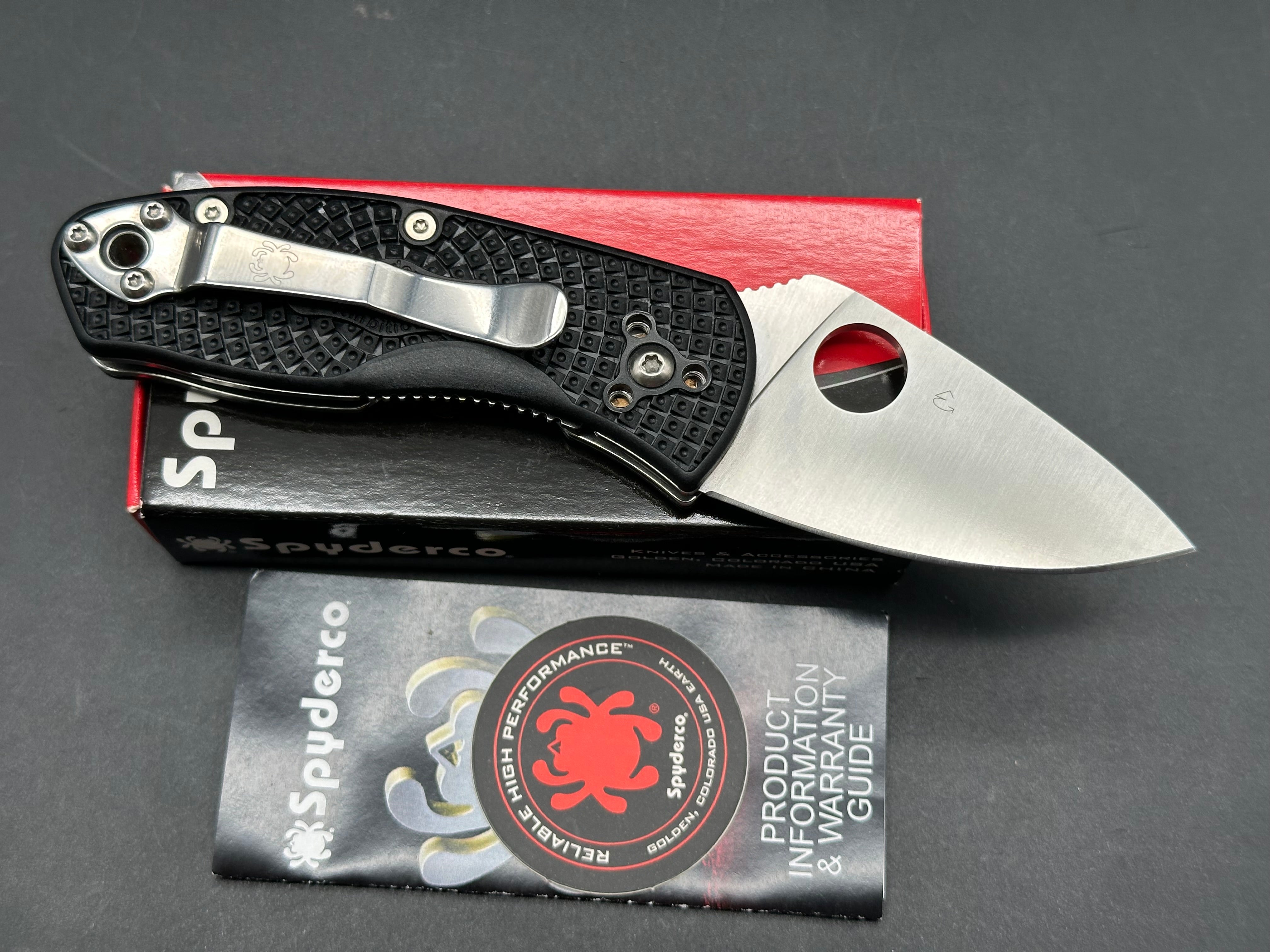 Spyderco Ambitious Lightweight 2.31" 8Cr13MoV Satin Blade with Black FRN Scales