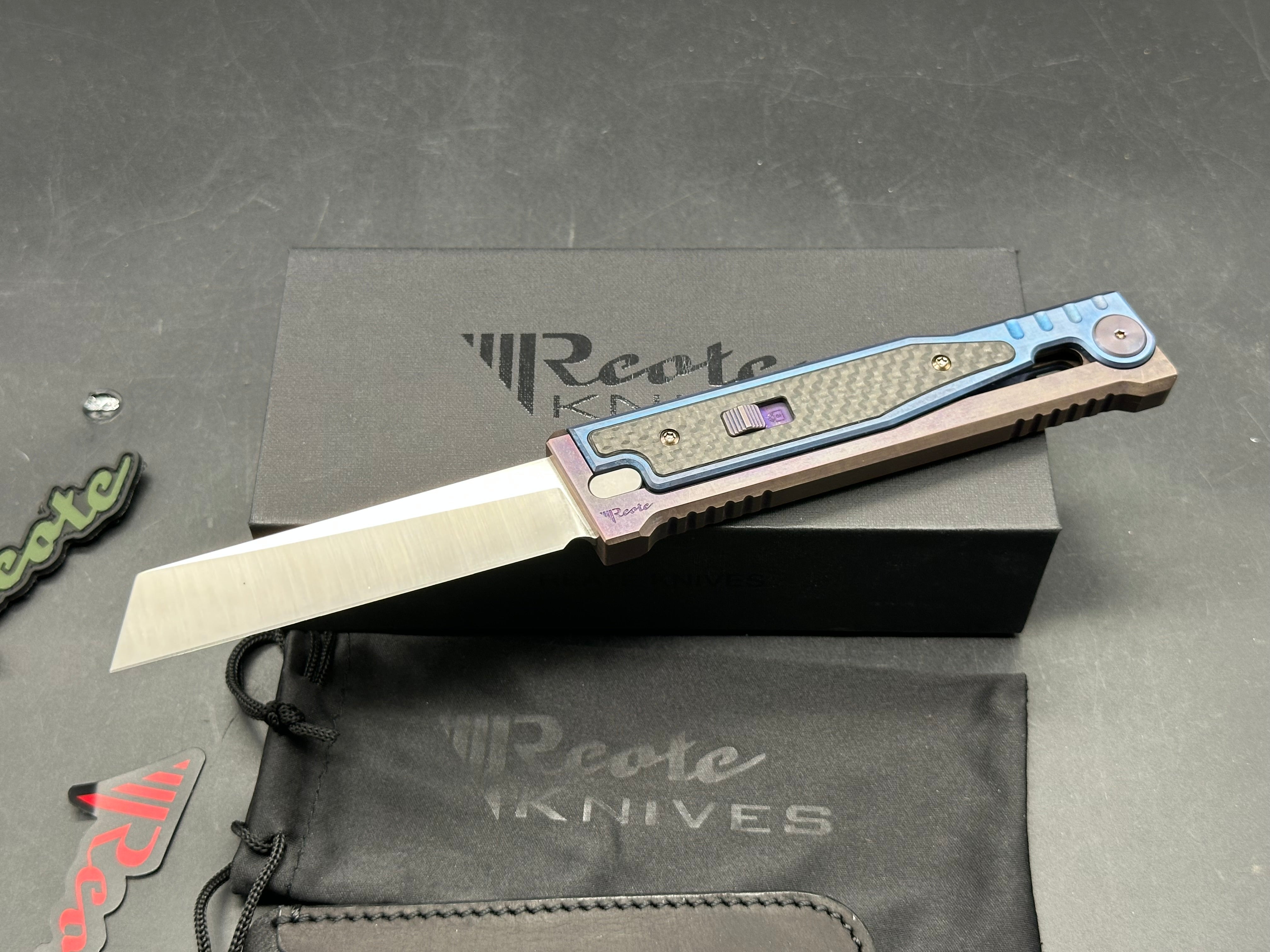 Reate Exo 3.75" full titanium custom anodized/ Elmax blade