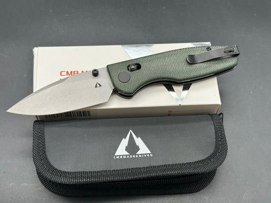 CMB Predator Axis Lock Green Micarta (3.4" 14C28N Sandblast)