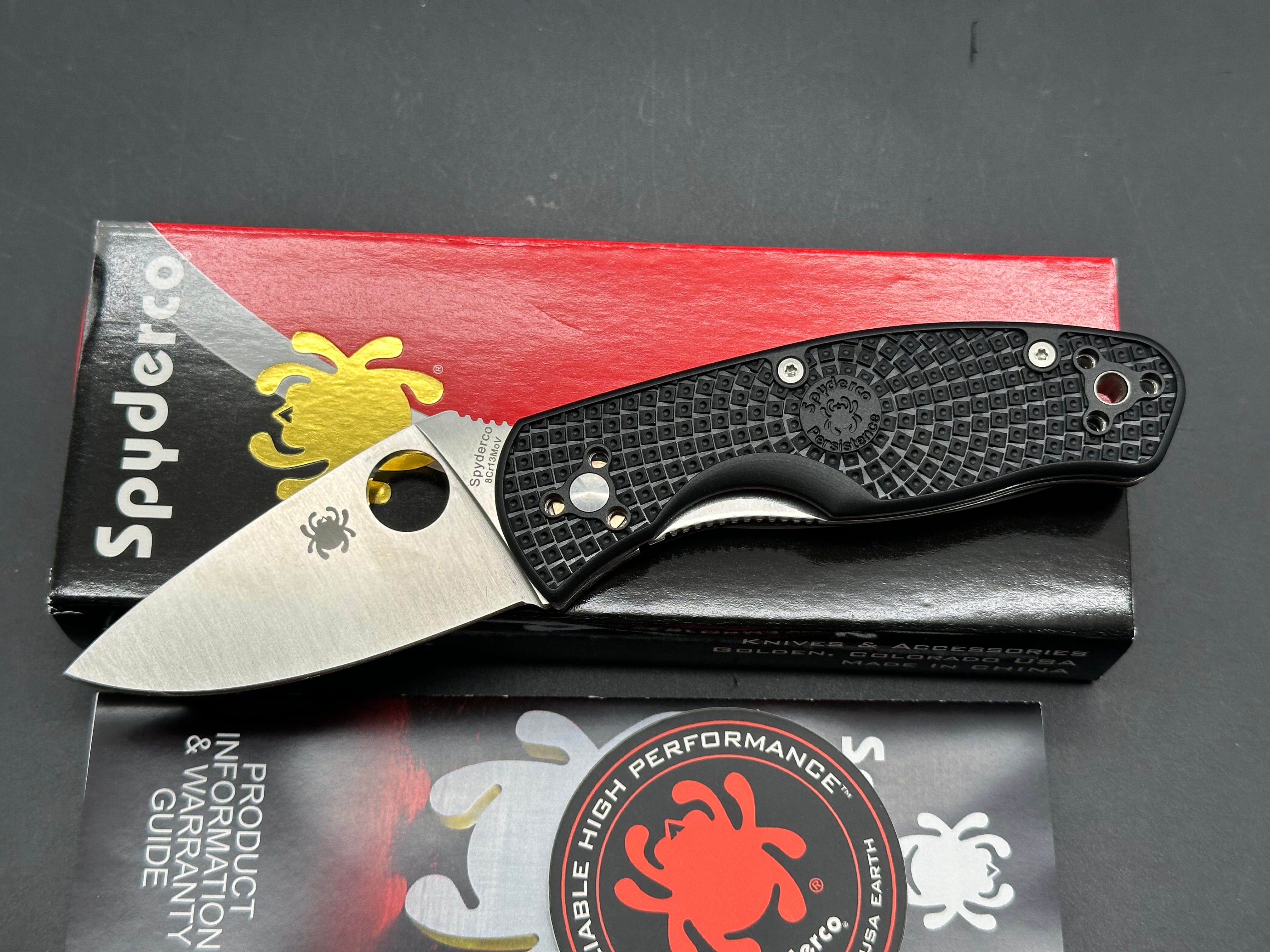 Spyderco Persistence Lightweight 2.75" 8Cr13MoV Satin Blade with Black FRN Scales