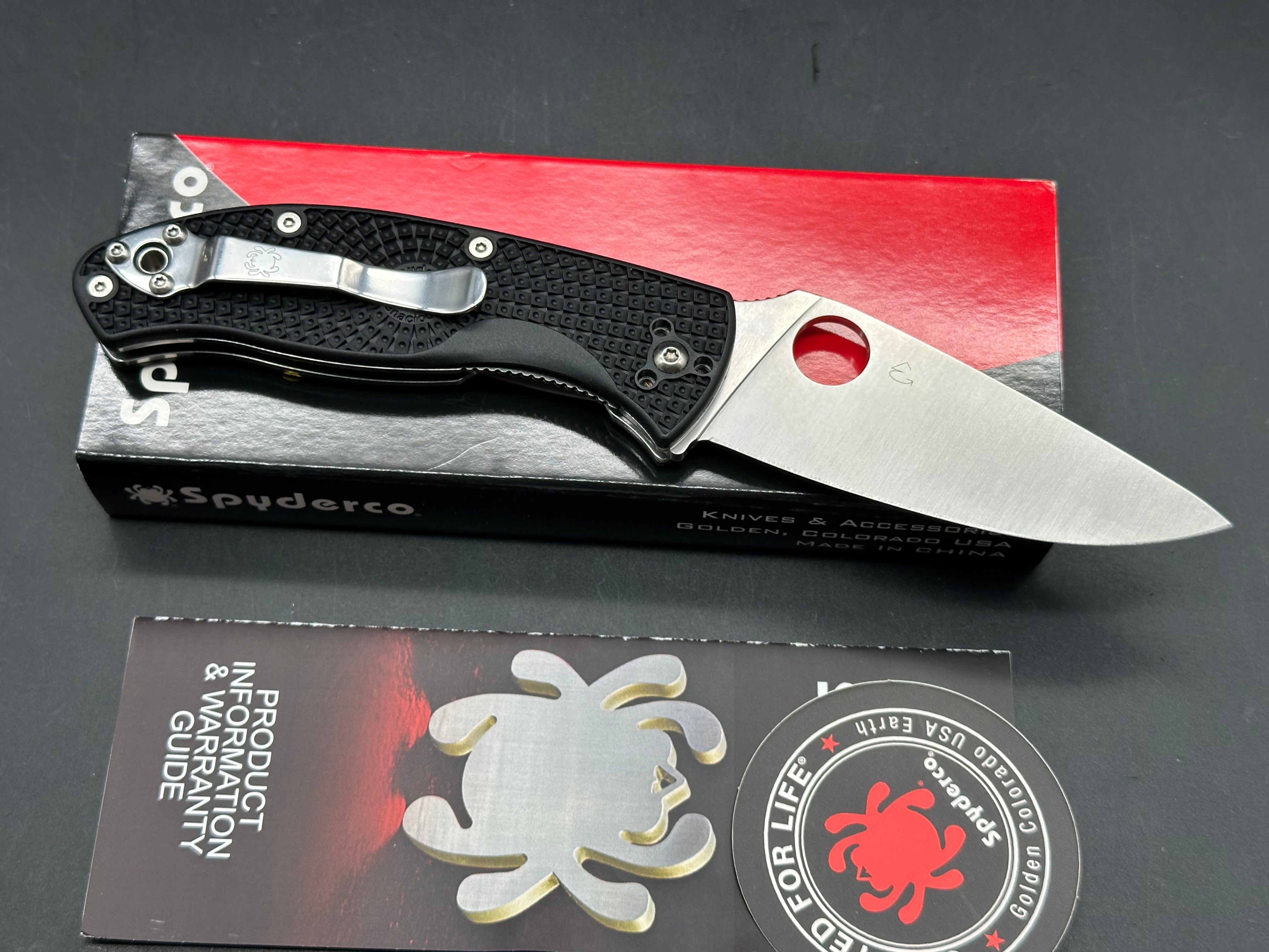 Spyderco Tenacious Lightweight 3.39" 8Cr13MoV Satin Blade with Black FRN Scales