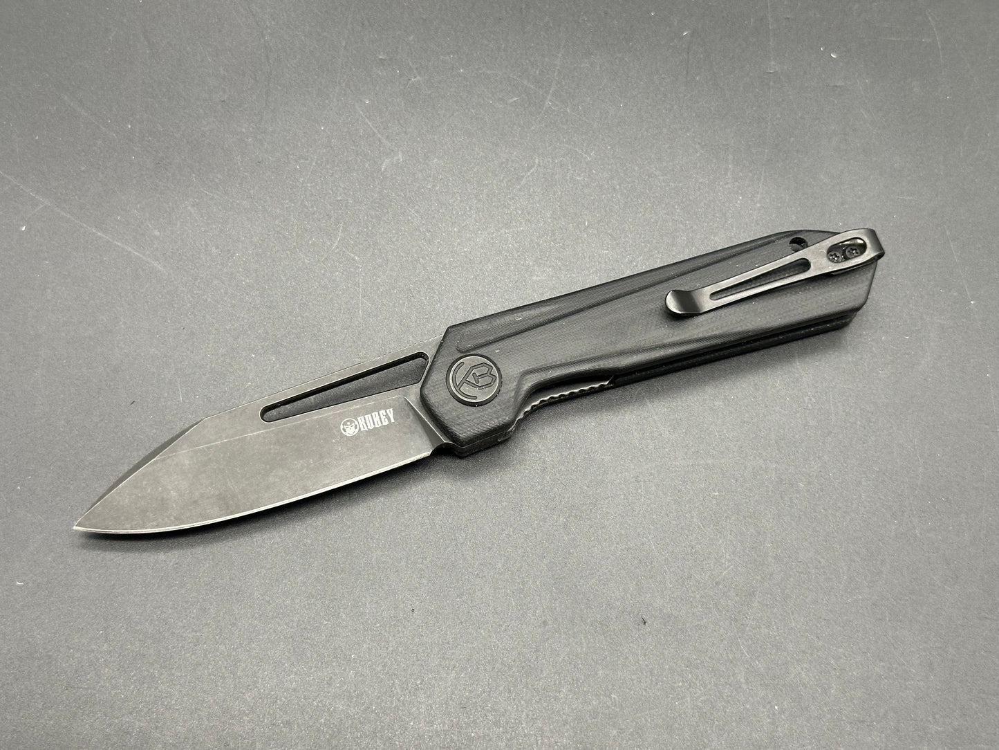 KUBEY Royal Liner Lock Black G10 (2.99" D2 Dark Stonewash)