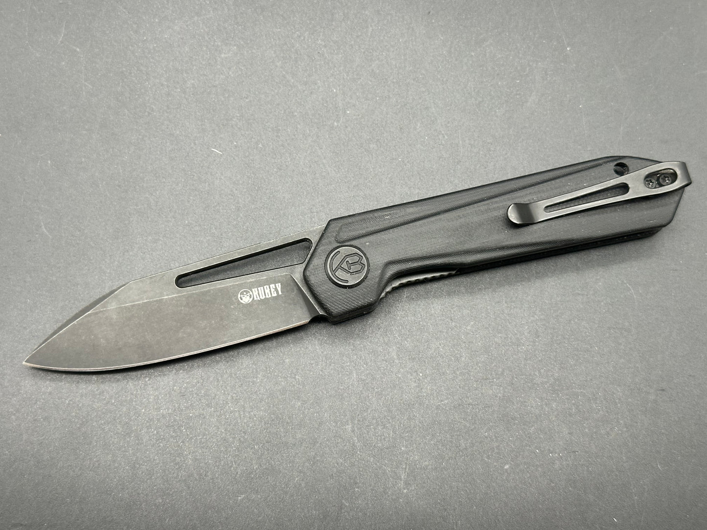 KUBEY Royal Liner Lock Black G10 (2.99" D2 Dark Stonewash)