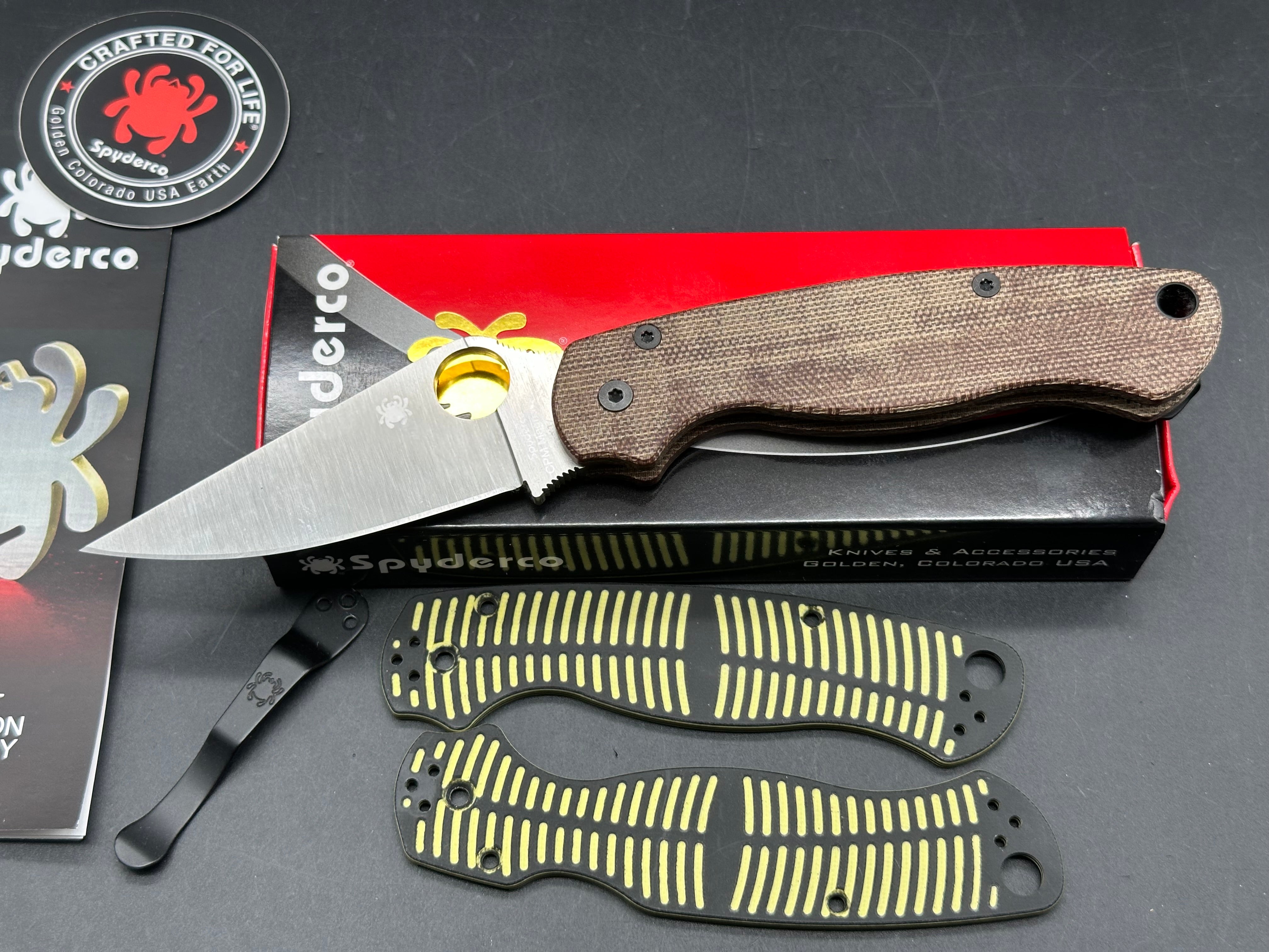 Spyderco Paramilitary 2 MagnaCut Salt Knife Rip’s Garage Micarta scales installed with a Lynch clip