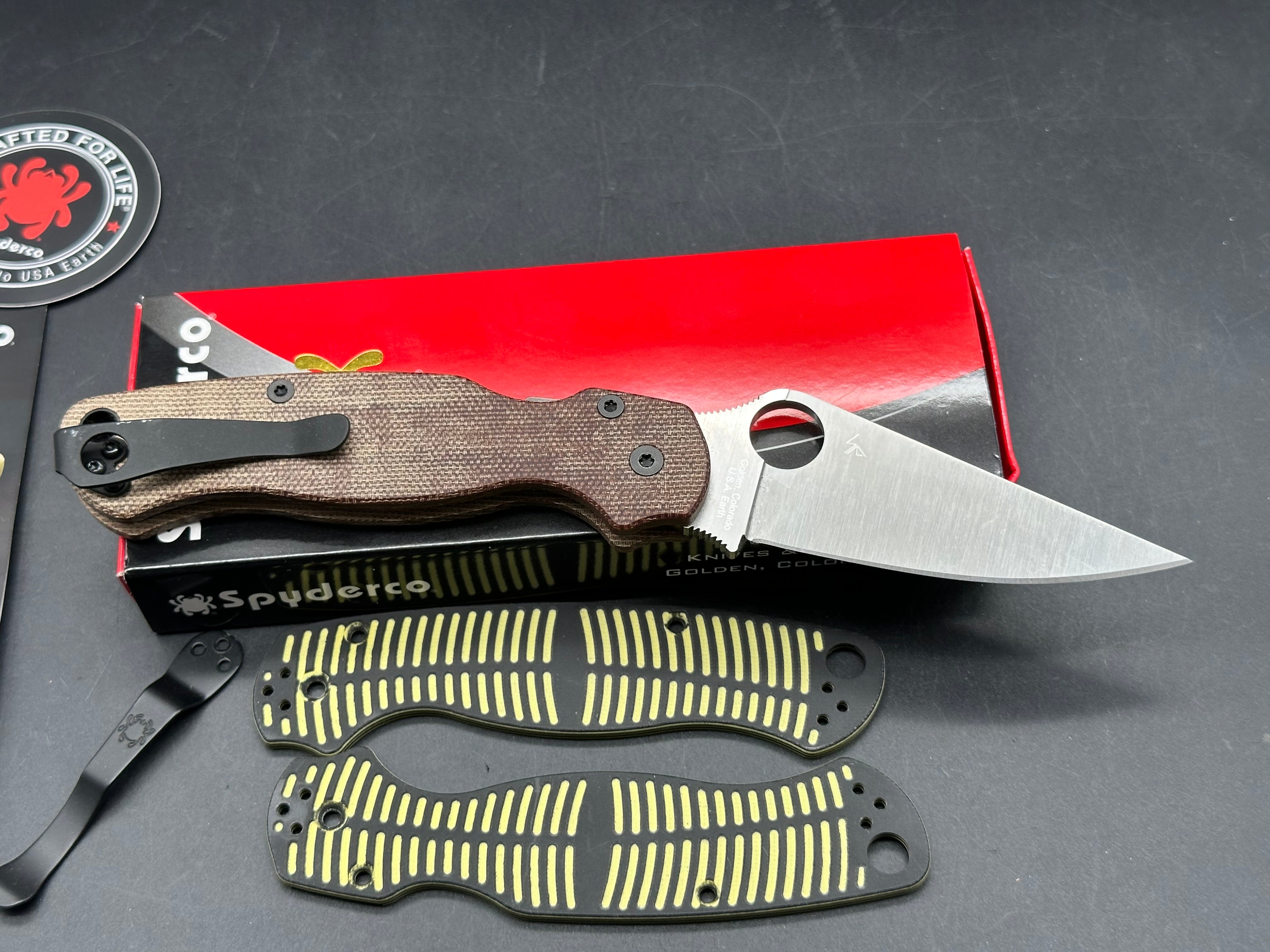 Spyderco Paramilitary 2 MagnaCut Salt Knife Rip’s Garage Micarta scales installed with a Lynch clip