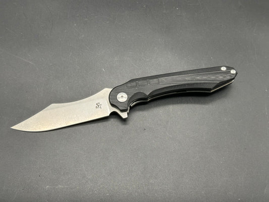 Sitivien ST105 Liner Lock Black G10 (3.74" D2 Stonewashed)