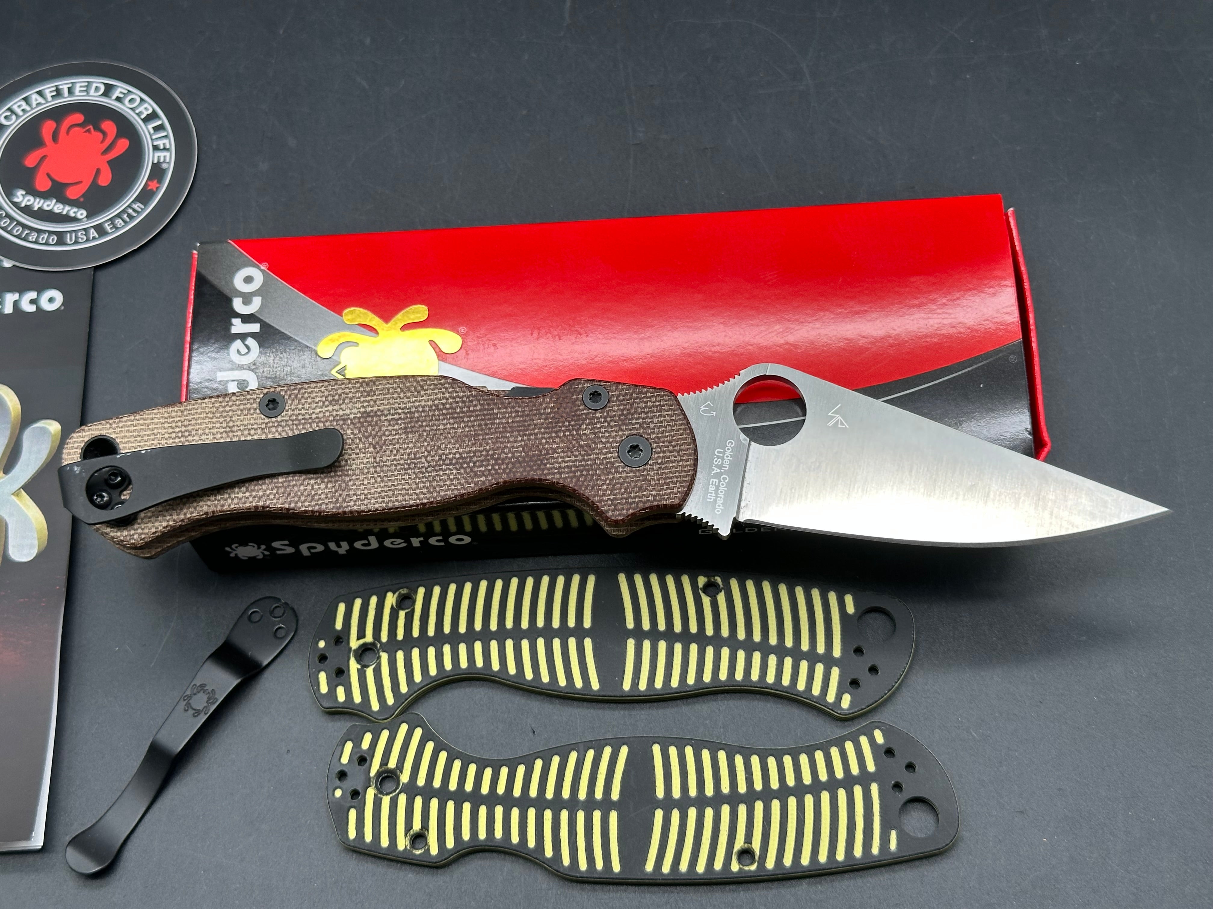 Spyderco Paramilitary 2 MagnaCut Salt Knife Rip’s Garage Micarta scales installed with a Lynch clip