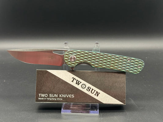 TWOSUN TS328-GRN TEPE GREEN TITANIUM HANDLE M390