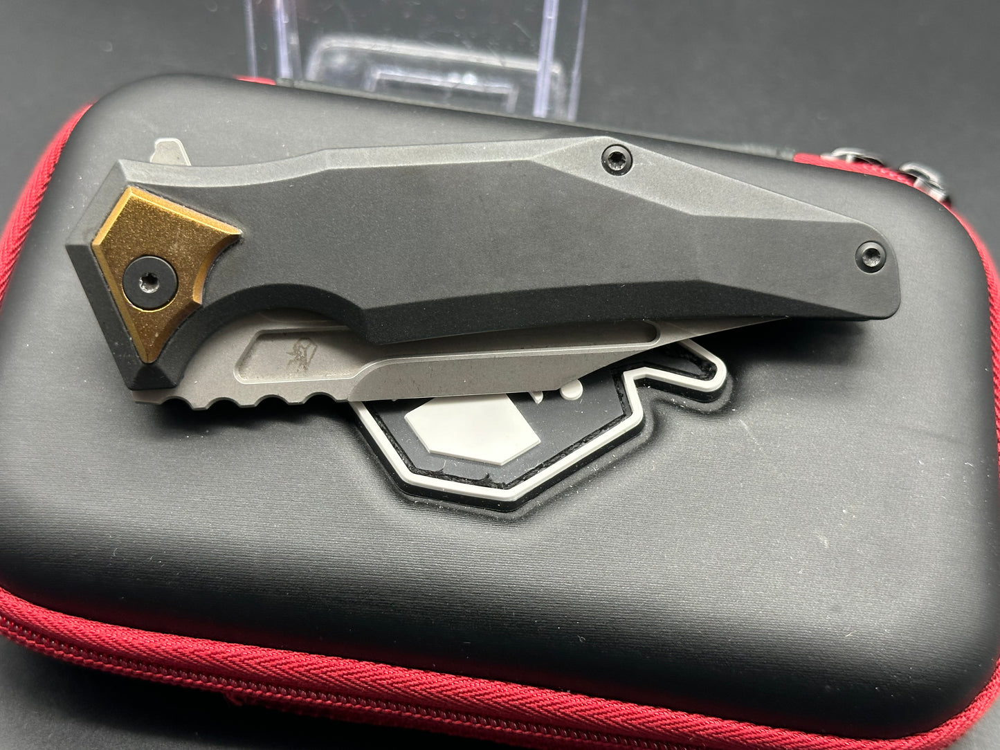 Arcane Design Abyss/Custom Charcoal Grey Ti Frame w/Bronze Ano Bolster, Backspacer Stonewash Bohler M390