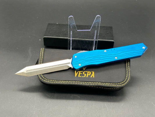 VESPA Cypher Auto/OTF 3.78" M390 blade Blue Aluminum handle