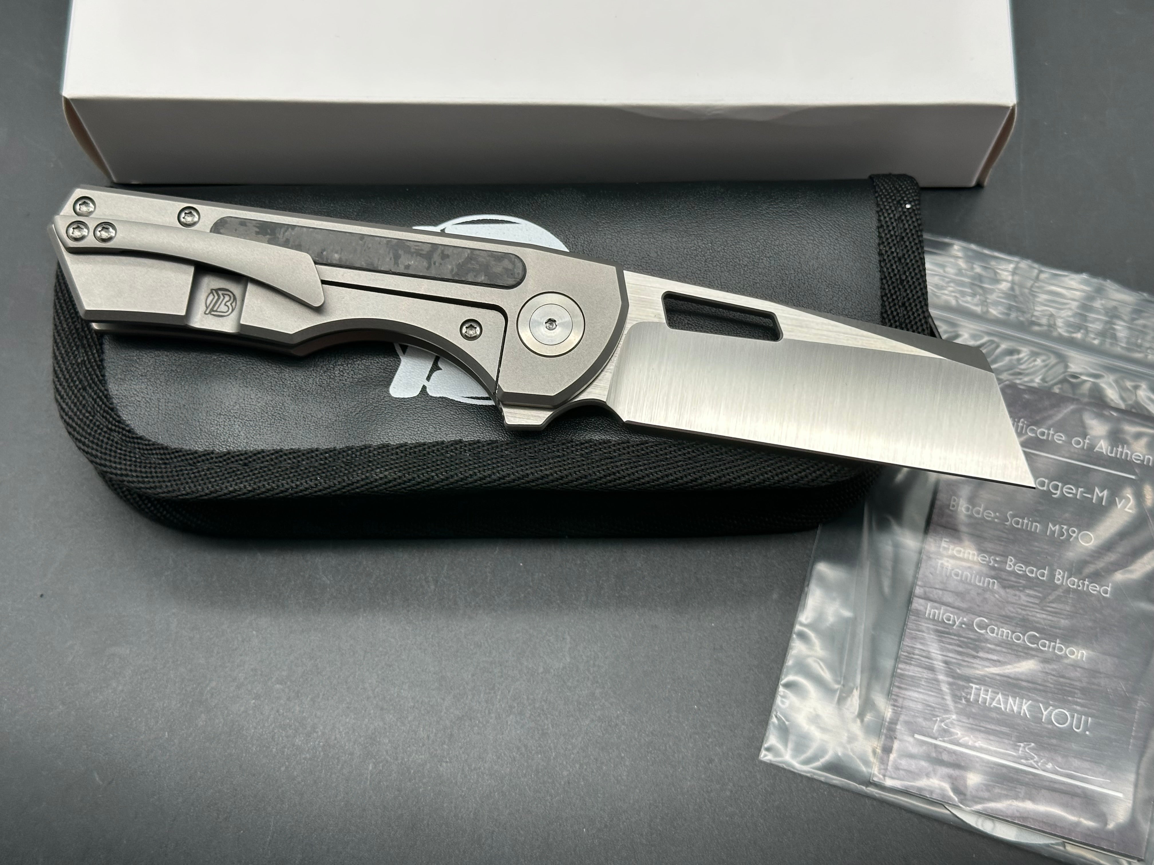 Brian Brown BBK Yeager-M V2 Flipper titanium/CF handle w/M390 blade
