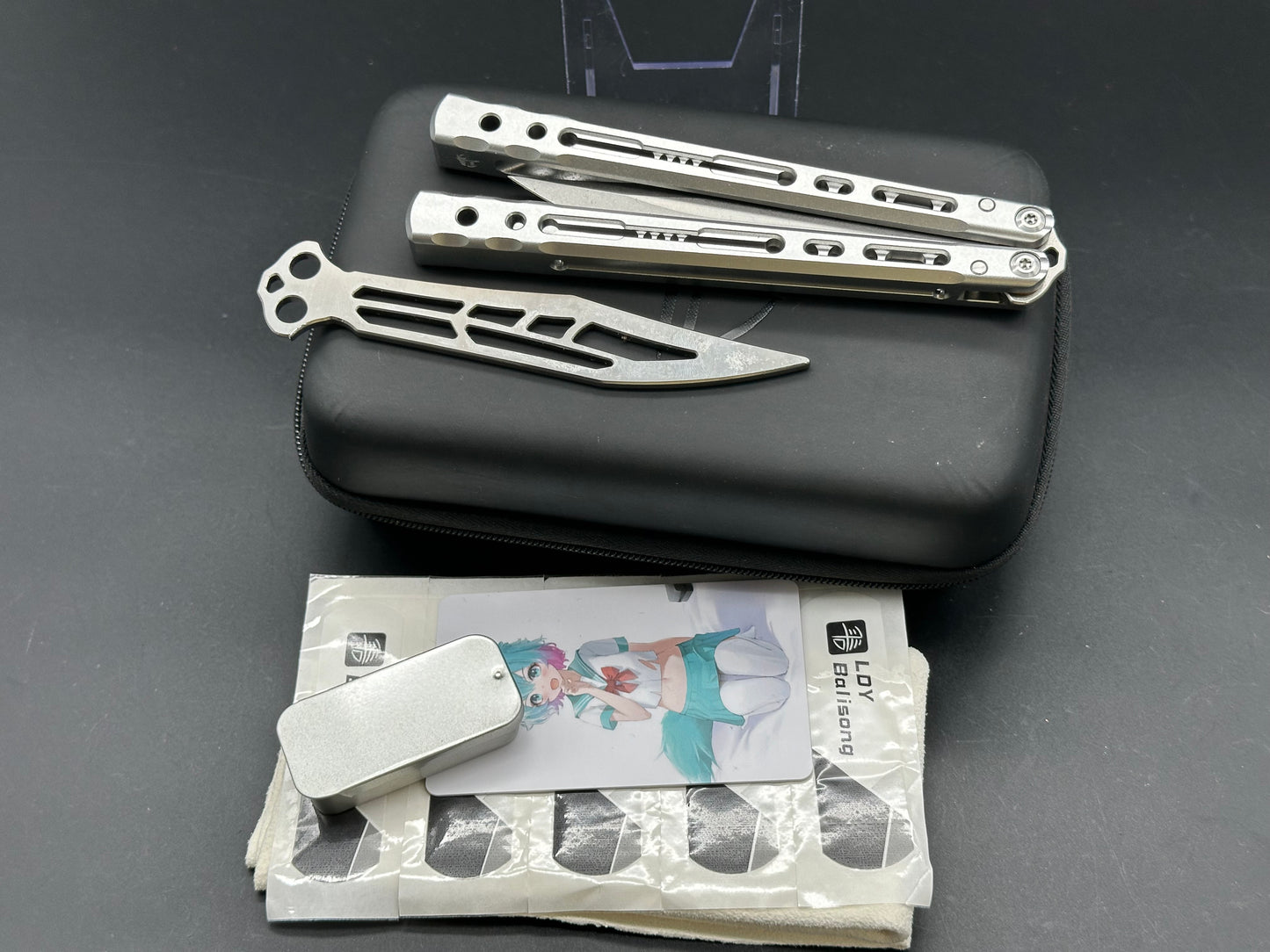 LDY Balisong - Sirius V3 Balisong/Silver 7071 Aluminum Channeled Handles/Bowie/440c