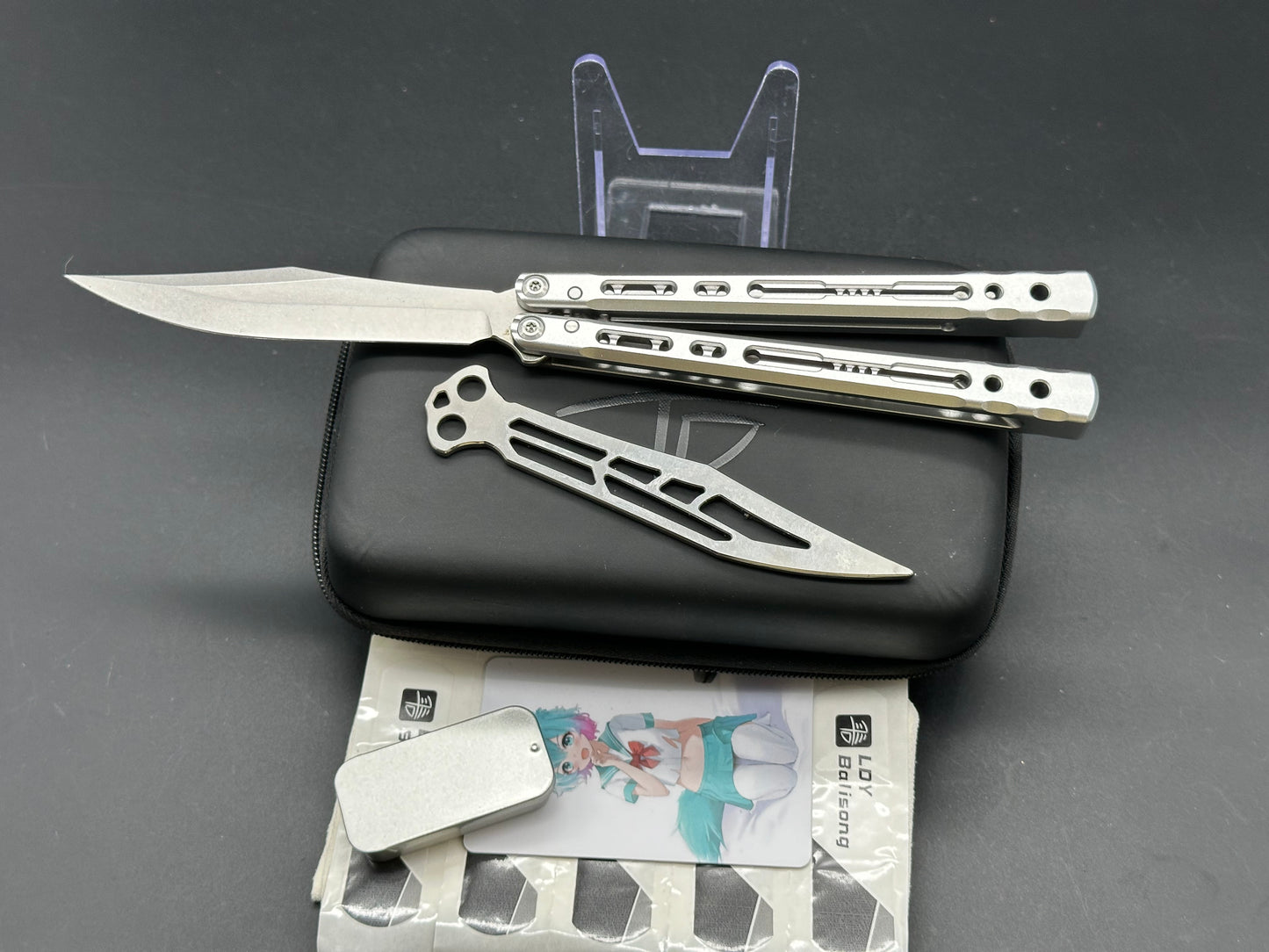 LDY Balisong - Sirius V3 Balisong/Silver 7071 Aluminum Channeled Handles/Bowie/440c