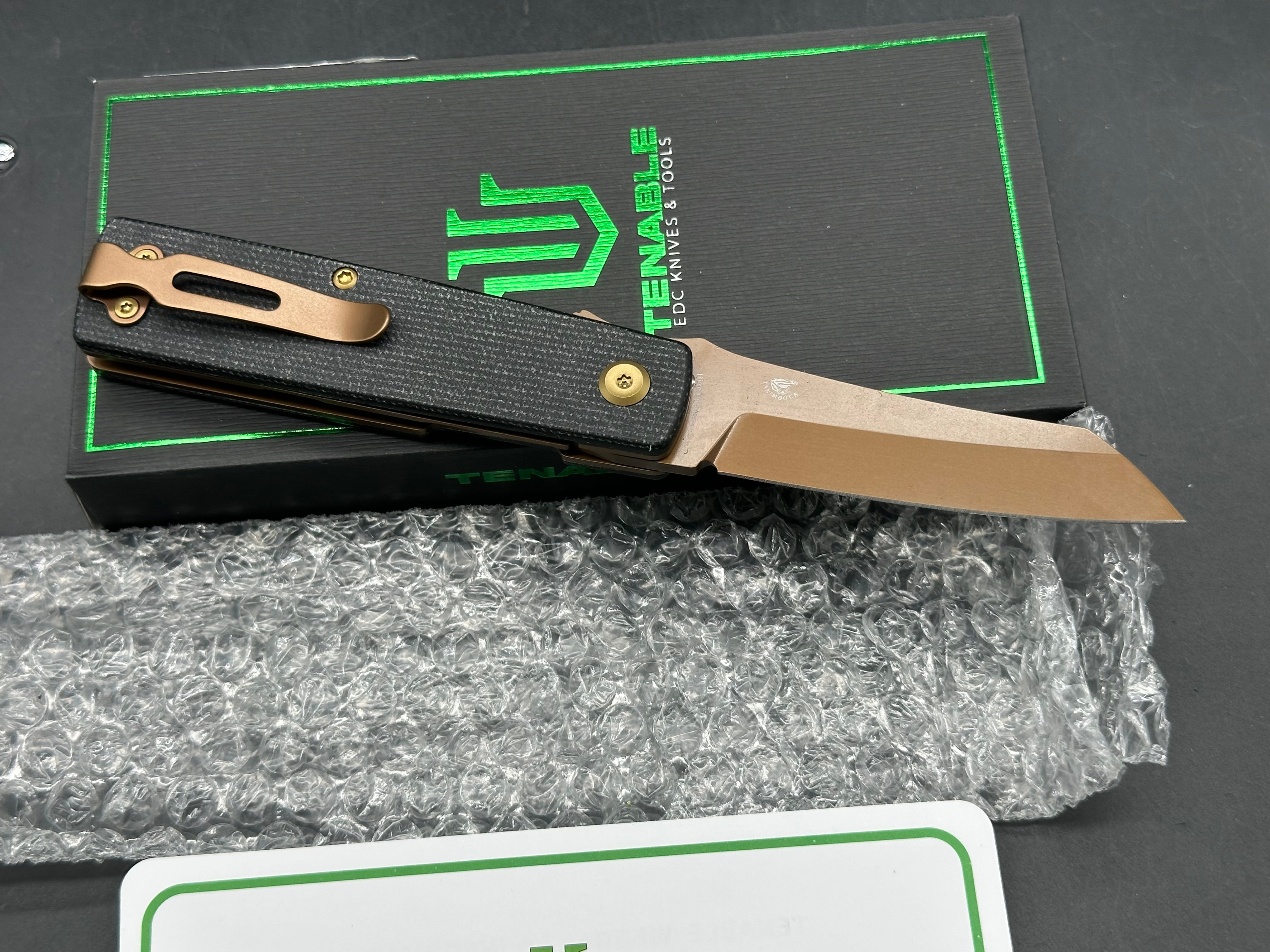 Tenable Higonokami 3.02'' Rose Gold Coated D2 Blade and Black  Micarta Handle