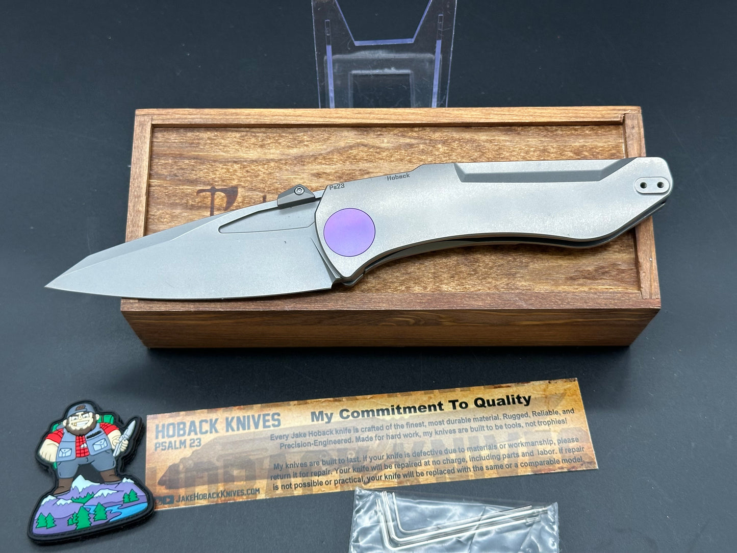 Jake Hoback Knives Summit Frame Lock Knife Titanium/Purple (4.25" SW)