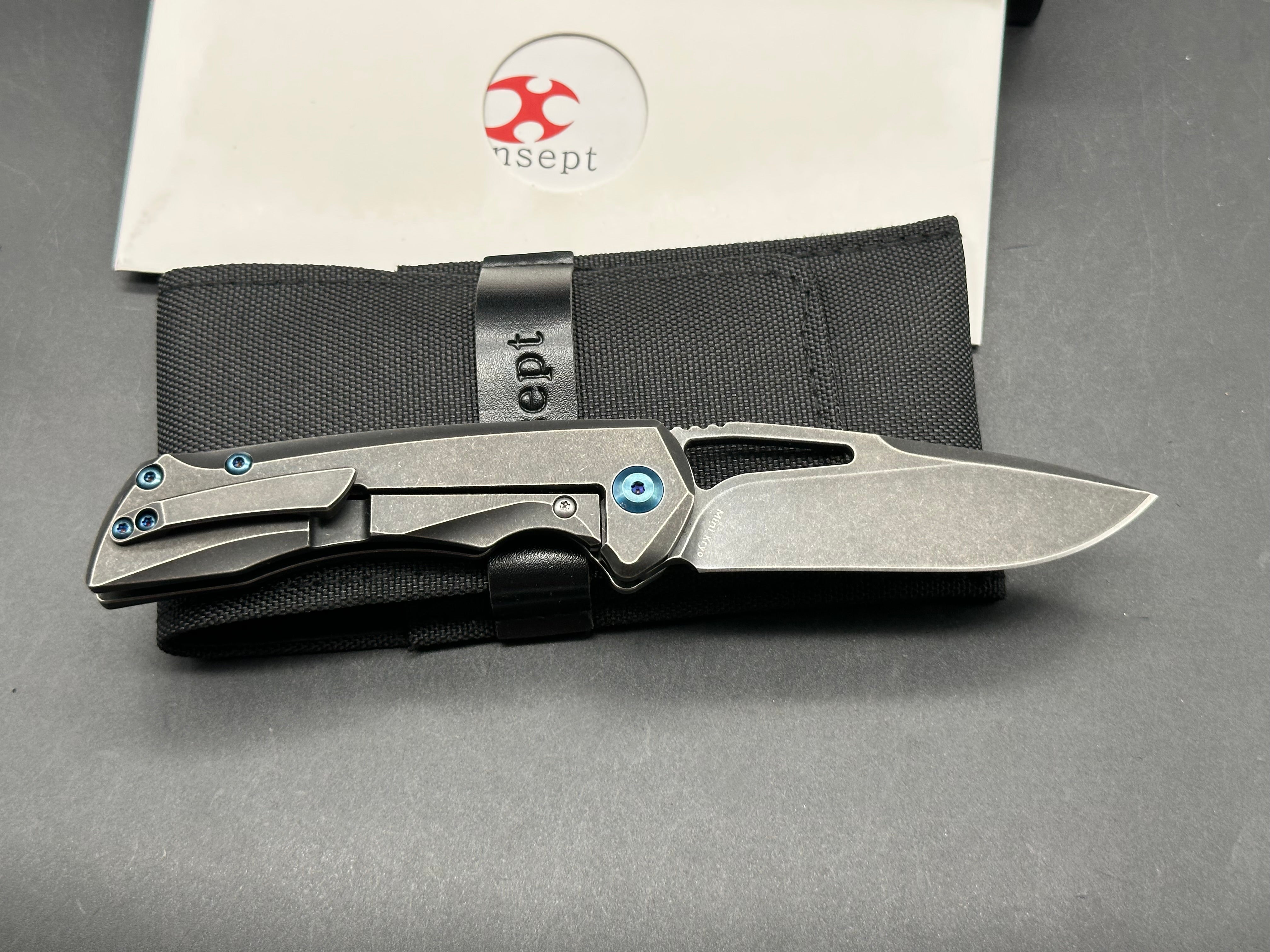 Kansept Mini Kryo Non-Flipper, Blackwashed S35VN Blade, Blackwashed Titanium Handles and Pocket Clip