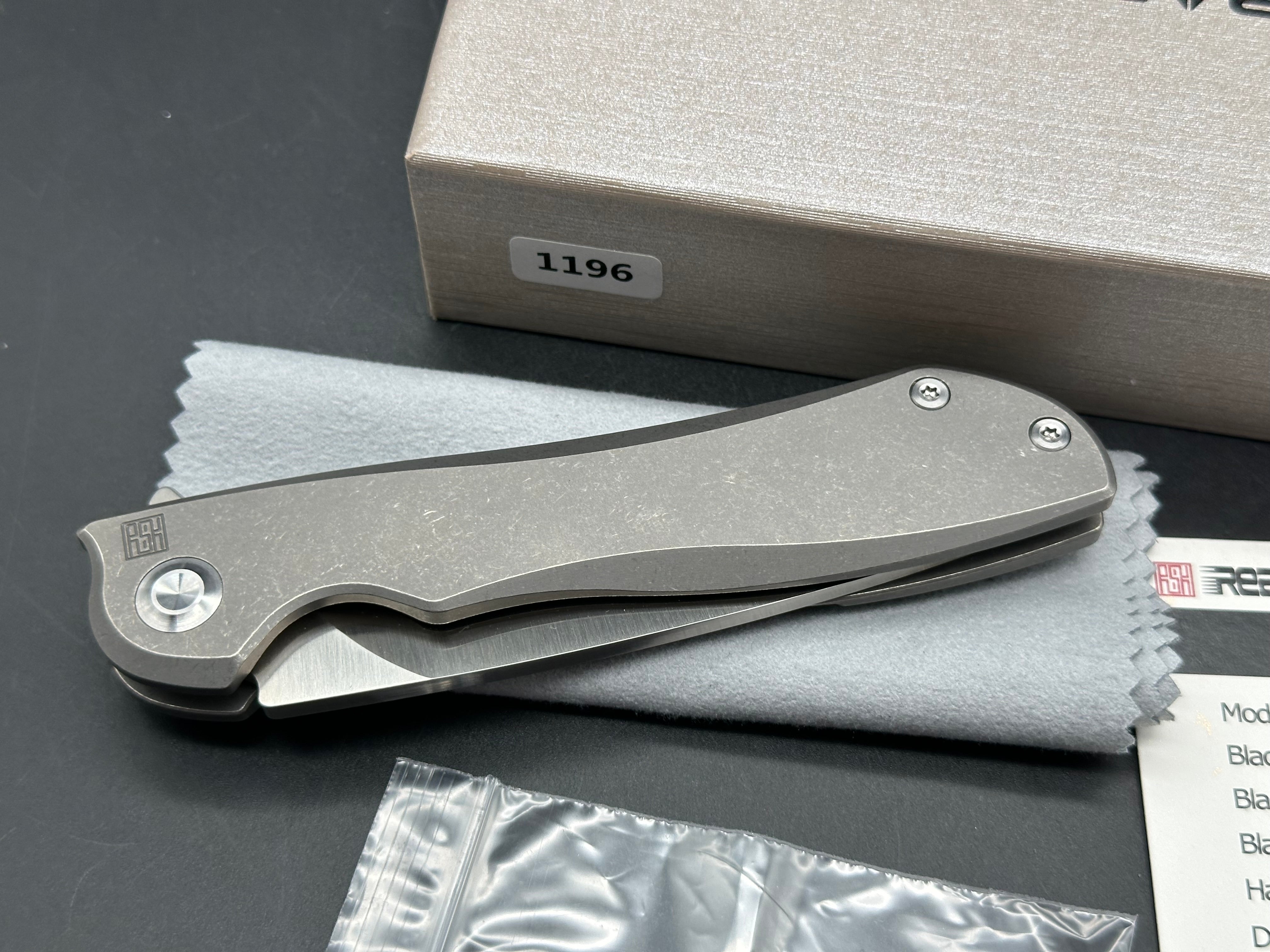 Real Steel Megalodon 2017 #1196, Satin M390 Blade, Stonewashed Titanium Handles and Pocket Clip