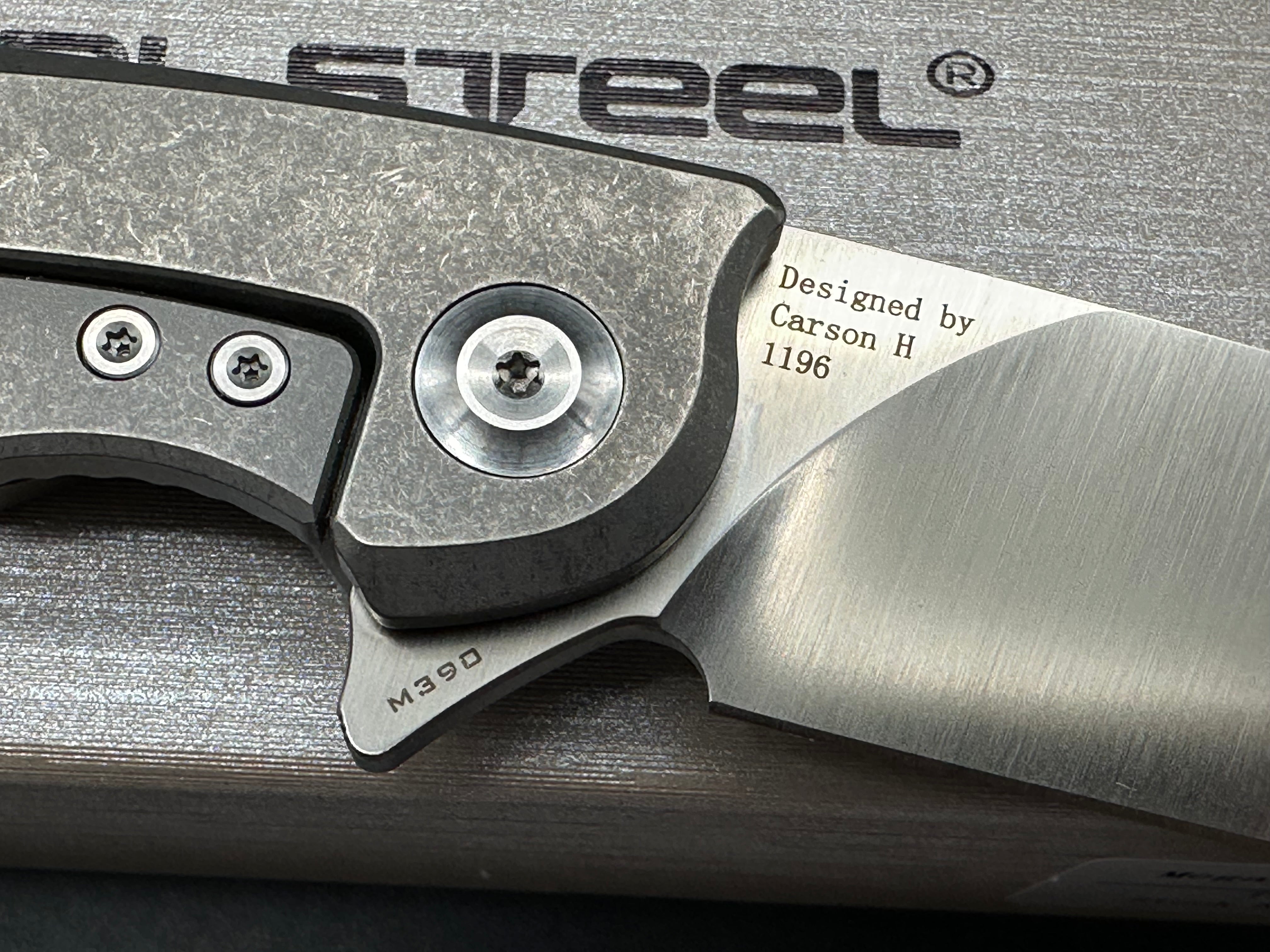 Real Steel Megalodon 2017 #1196, Satin M390 Blade, Stonewashed Titanium Handles and Pocket Clip