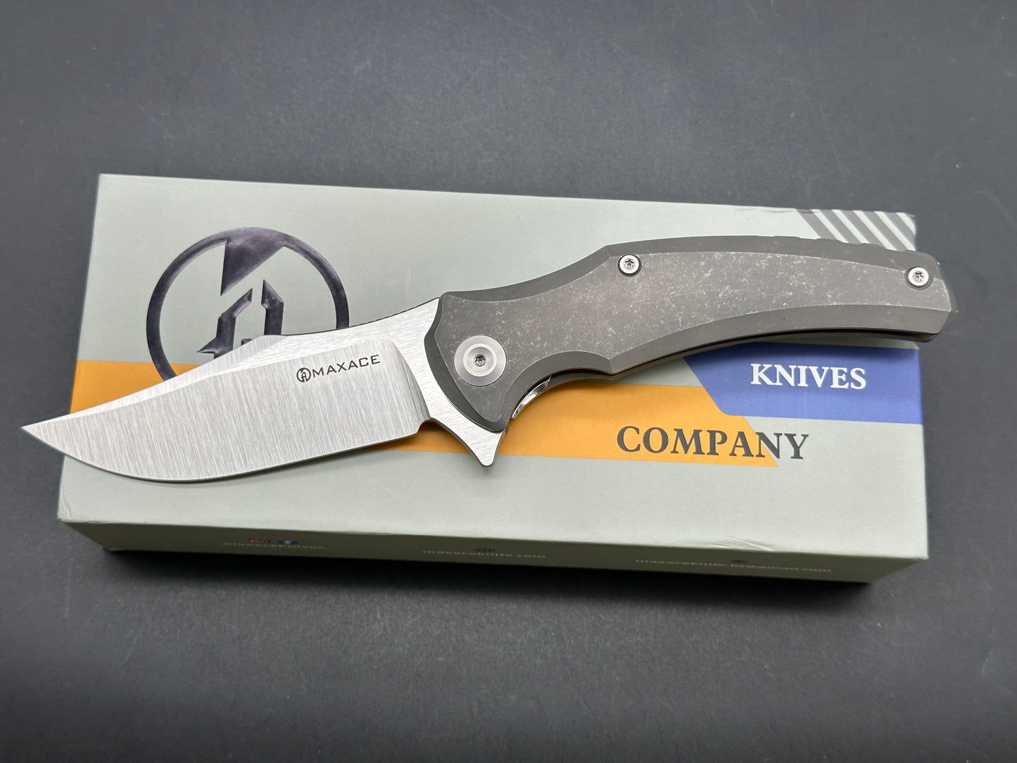 Maxace Orion MagnaCut Frame Lock Knife Stonewash Titanium (3.7" Satin)