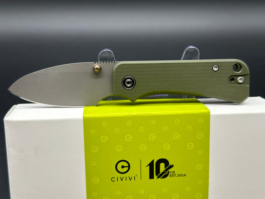 Civivi Baby Banter, 2.3" Nitro V Stonewash Blade with G10 Scales in Green