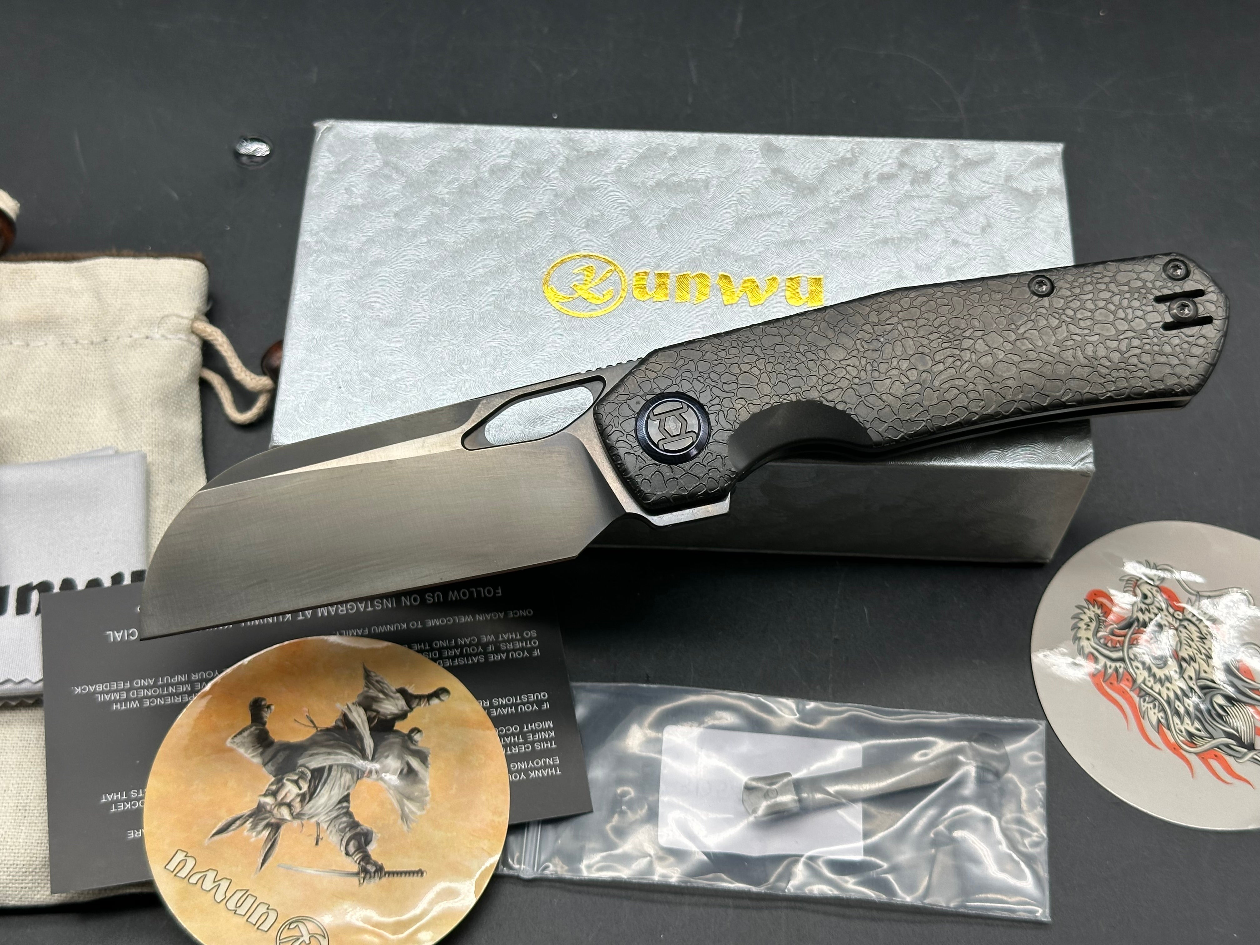 Kunwu S-Tao II with Timascus clip black honeydew w/DLC