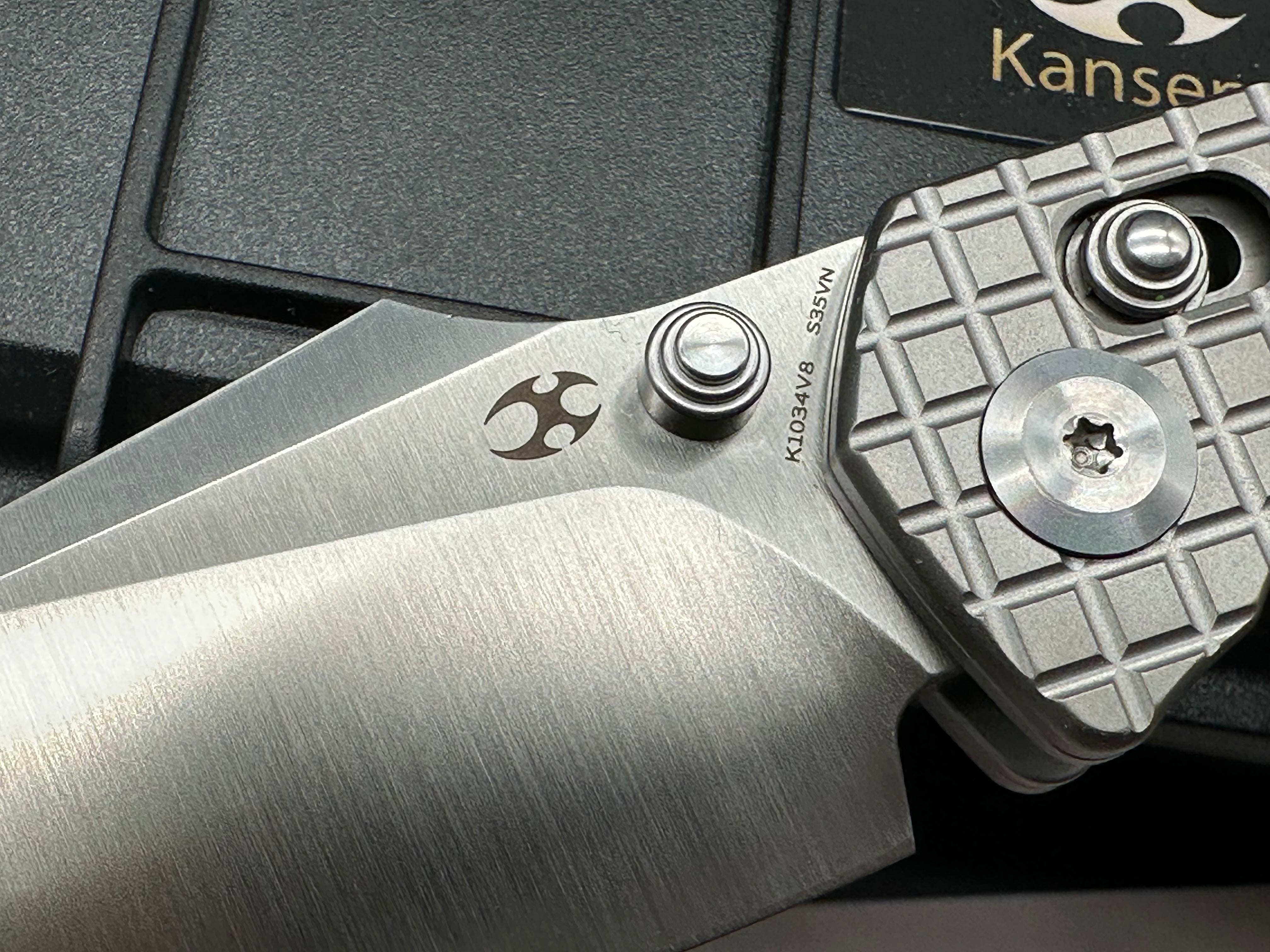 KANSEPT FENRIR CROSSBAR LOCK TITANIUM W/FRAG PATTERN HANDLE (3.48'' CPM S35VN BLADE)
