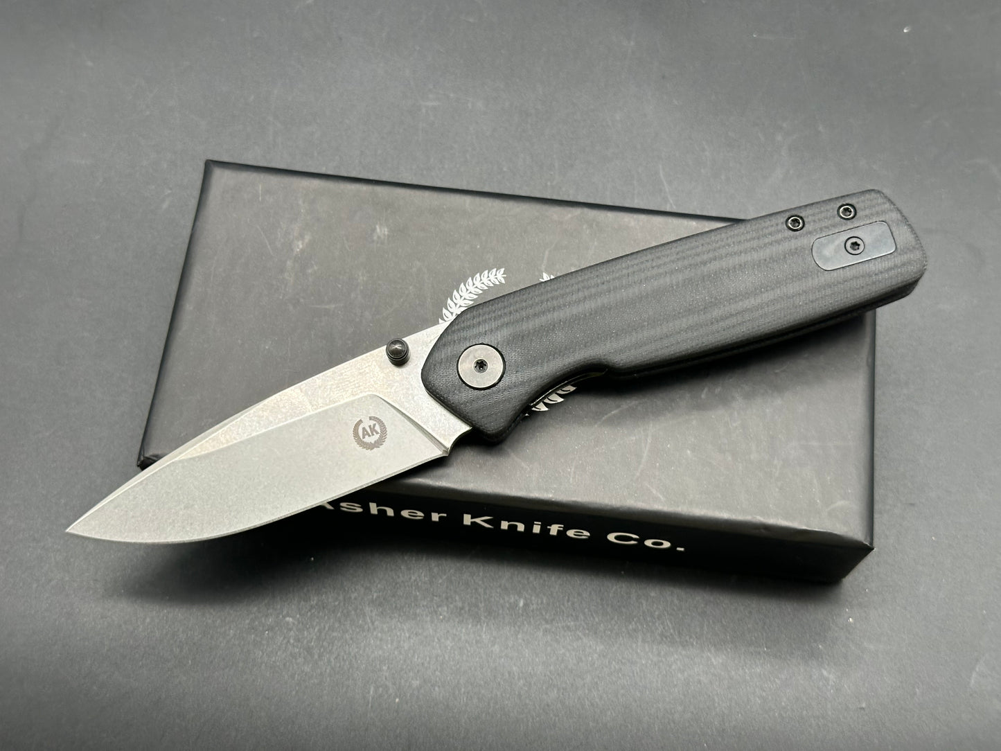 Asher Spiro G10, 3.2" S35VN Stonewash Blade with G10 Scales in Black