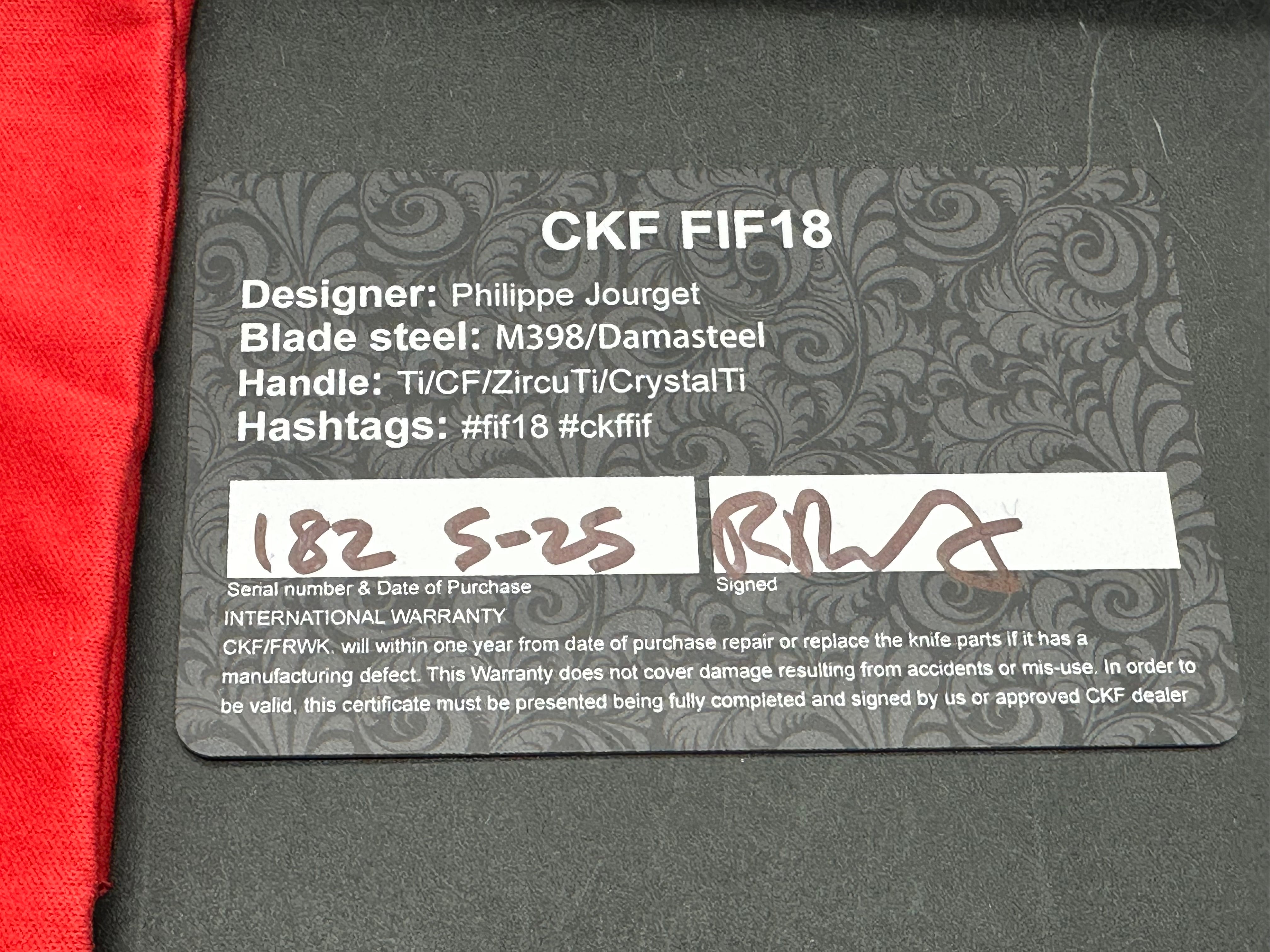 Custom Knife Factory FIF18 Tumbled Titanium Handles w/ Carbon Fiber Inlay & M398