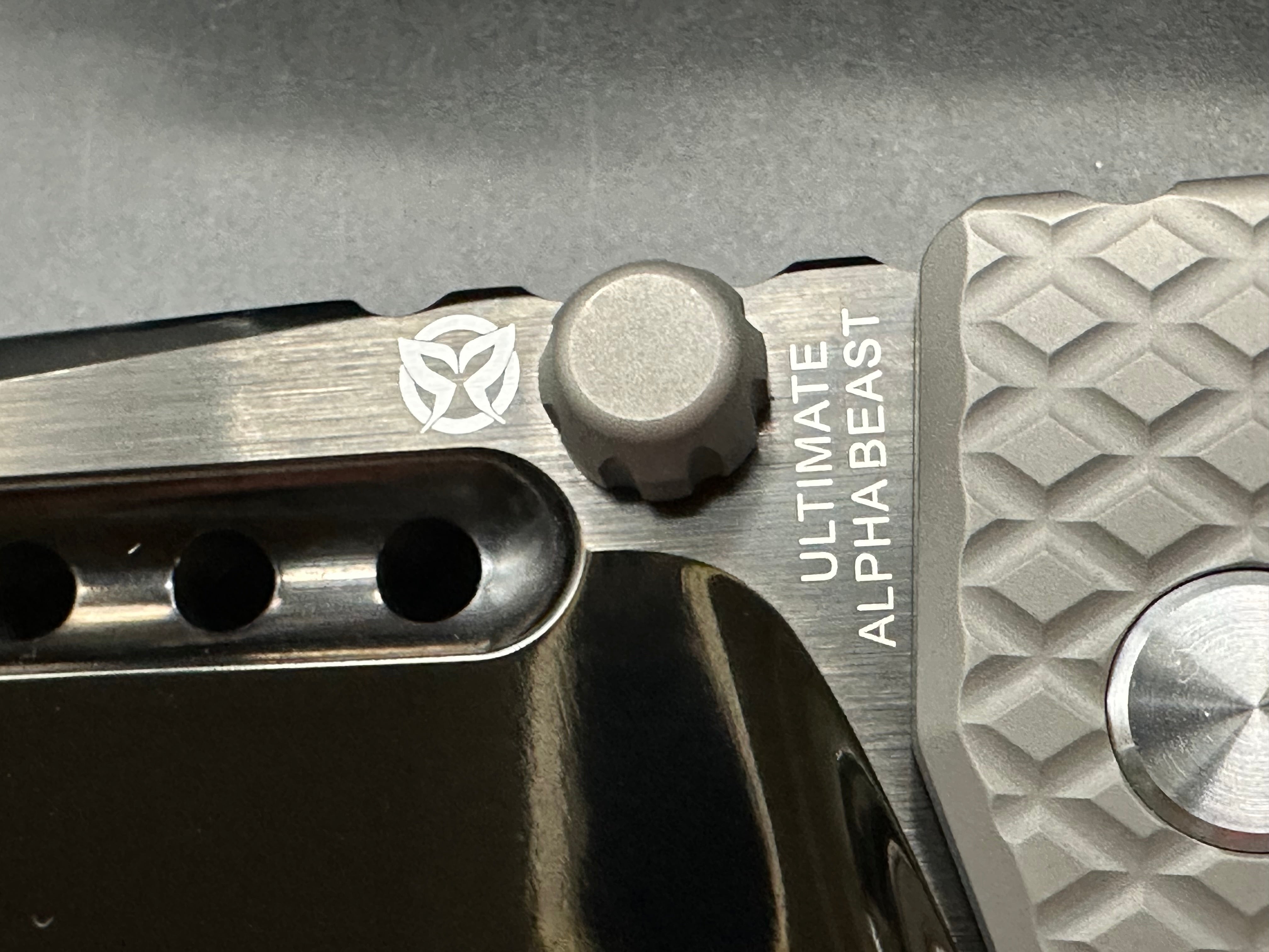 PMP Knives - Ultimate Alpha Beast/Grey Diamond Frag Milled Ti Handle/Clip Point/Semi-Mirror DLC CPM-D2