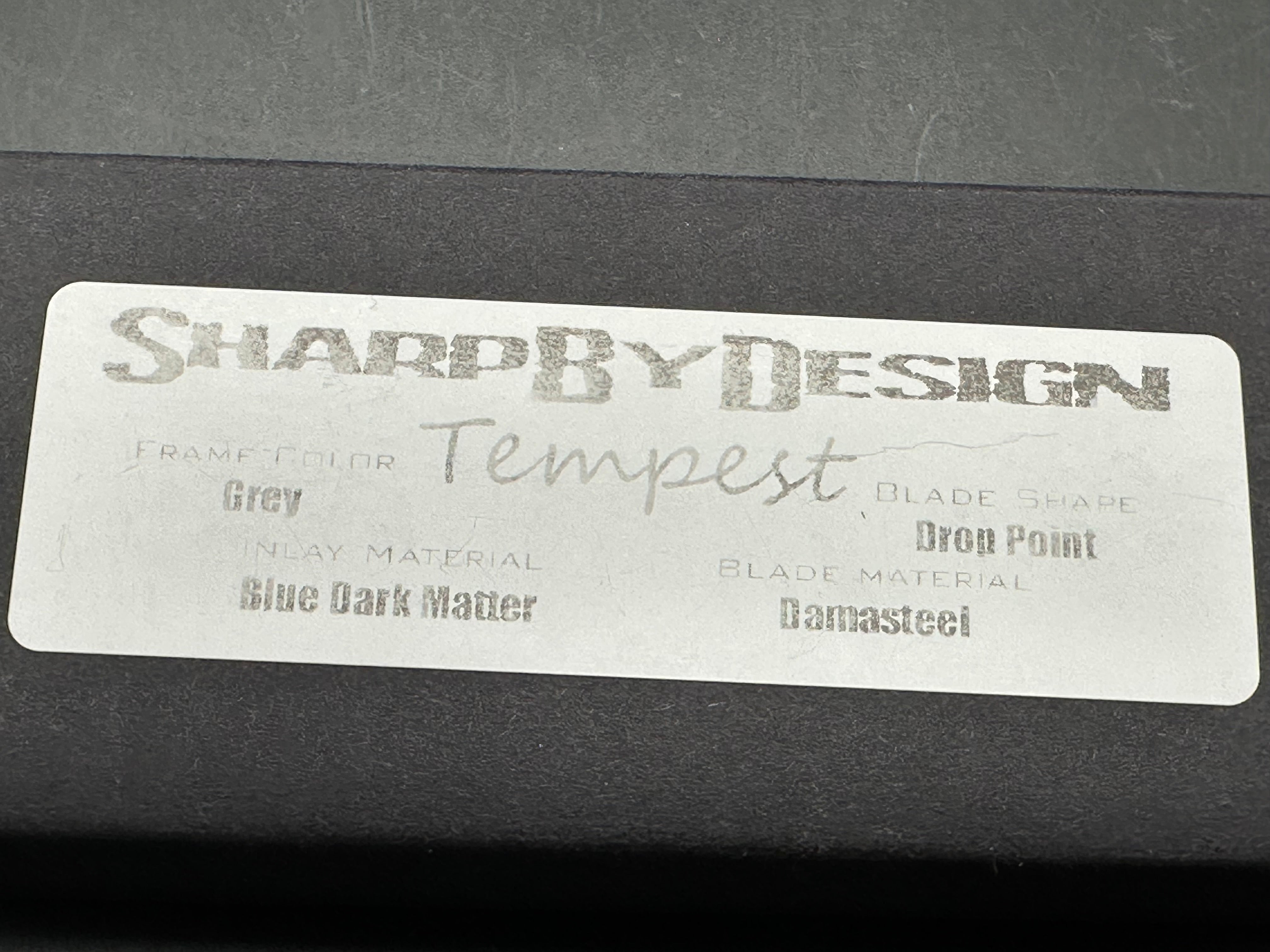 Sharp By Design Mini Tempest Marble Blue Carbonplate Drop Point (3.5" Damasteel)