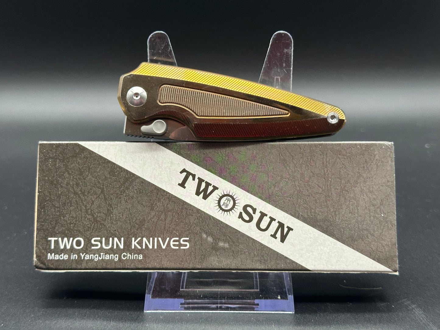 TWOSUN TS439-COLOR-GOLD FOLDING KNIFE GOLD TITANIUM HANDLE M390