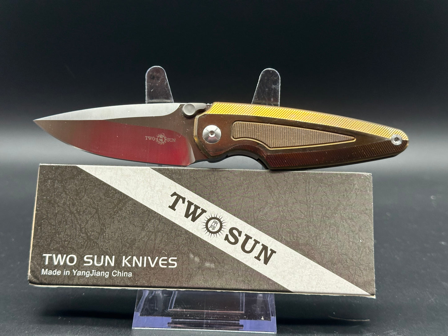 TWOSUN TS439-COLOR-GOLD FOLDING KNIFE GOLD TITANIUM HANDLE M390