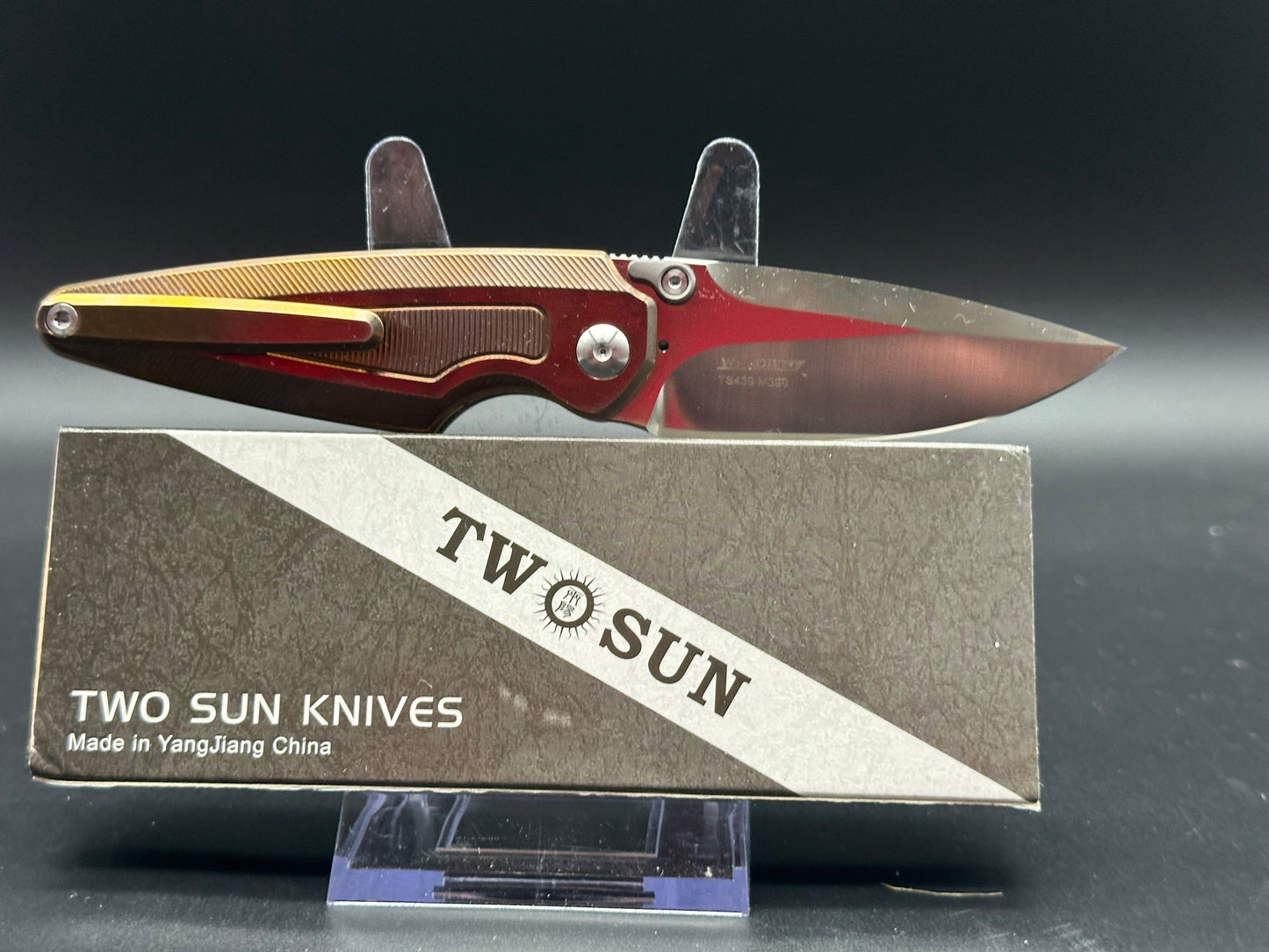 TWOSUN TS439-COLOR-GOLD FOLDING KNIFE GOLD TITANIUM HANDLE M390