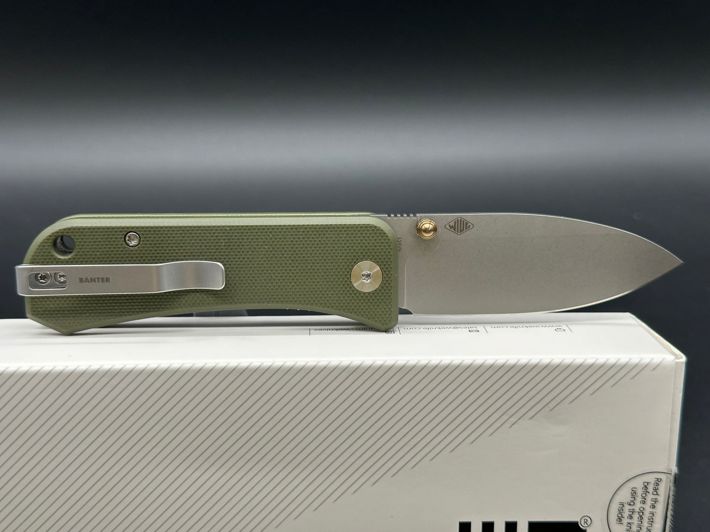 WE Banter, 2.99" S35VN Stonewash Blade with G10 Scales in Green