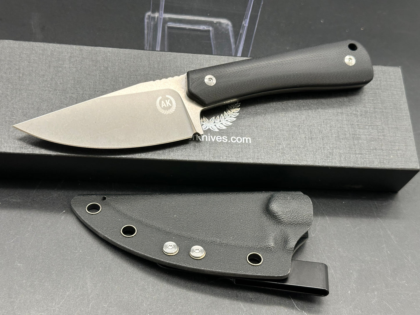 Asher Fixie, 3.2" S90V Stonewash Blade with G10 Handle in Black