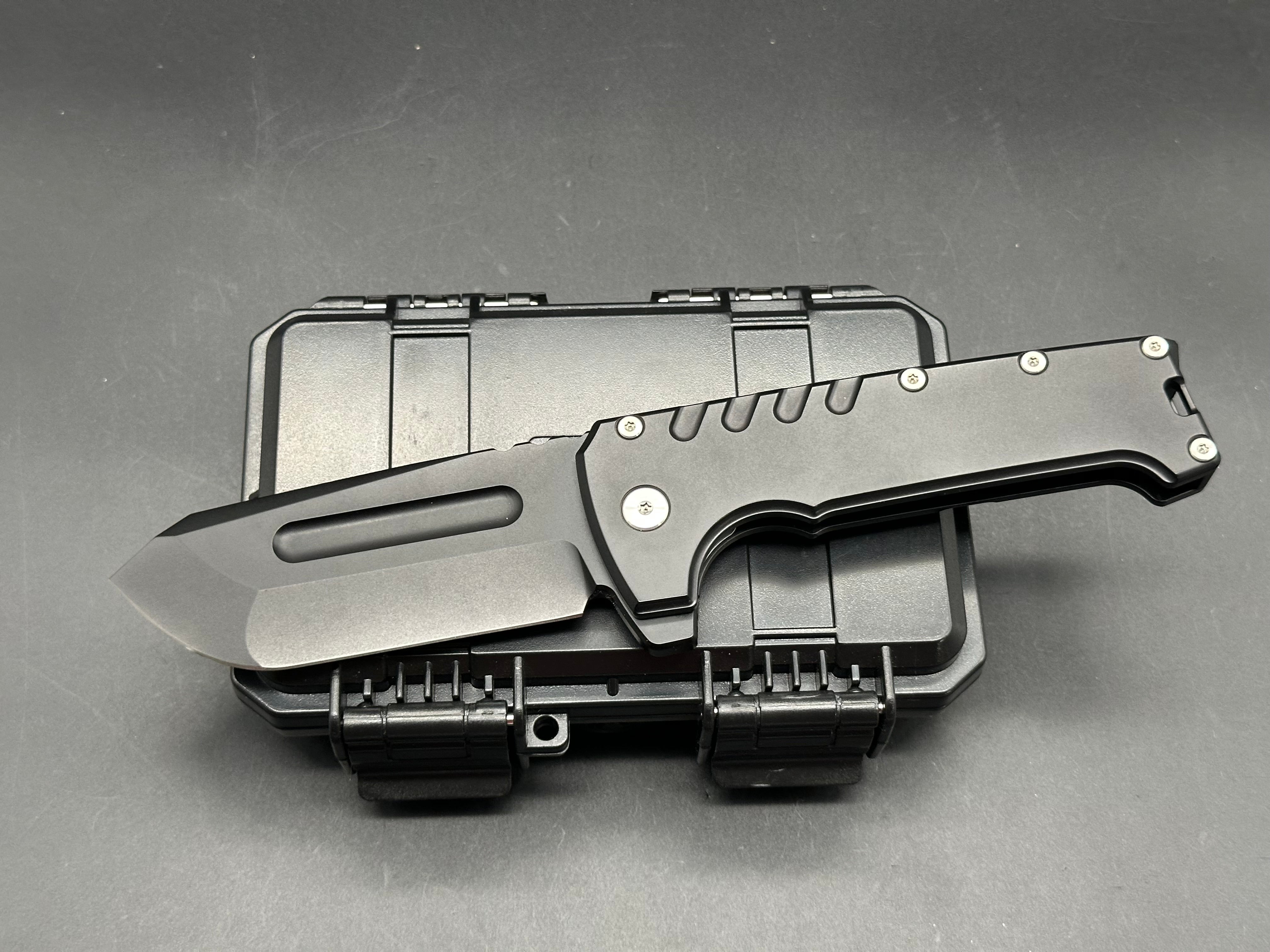 PMP Knives - Grizzly/Black Ti Handle/Straight Back/Black CPM-D2