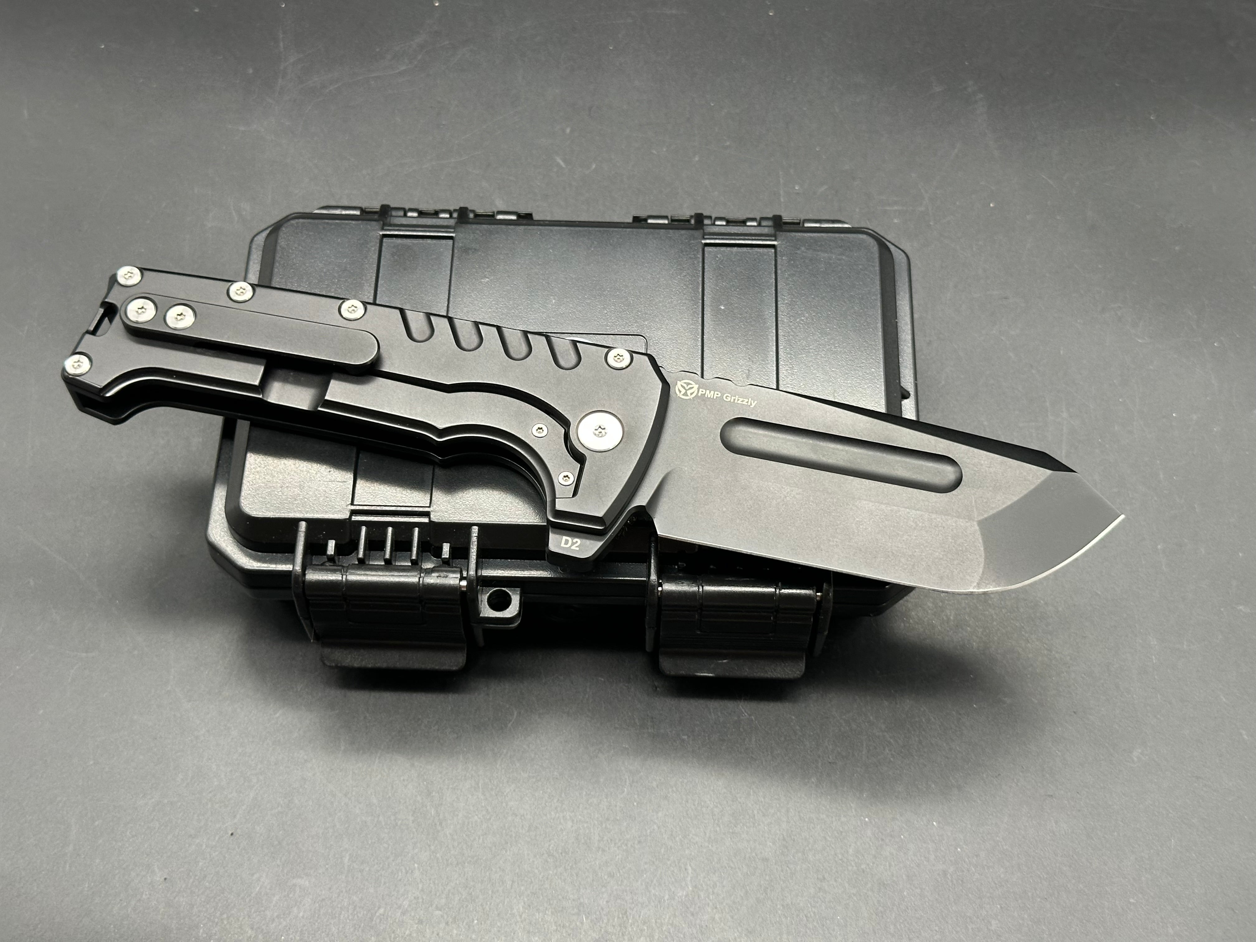 PMP Knives - Grizzly/Black Ti Handle/Straight Back/Black CPM-D2