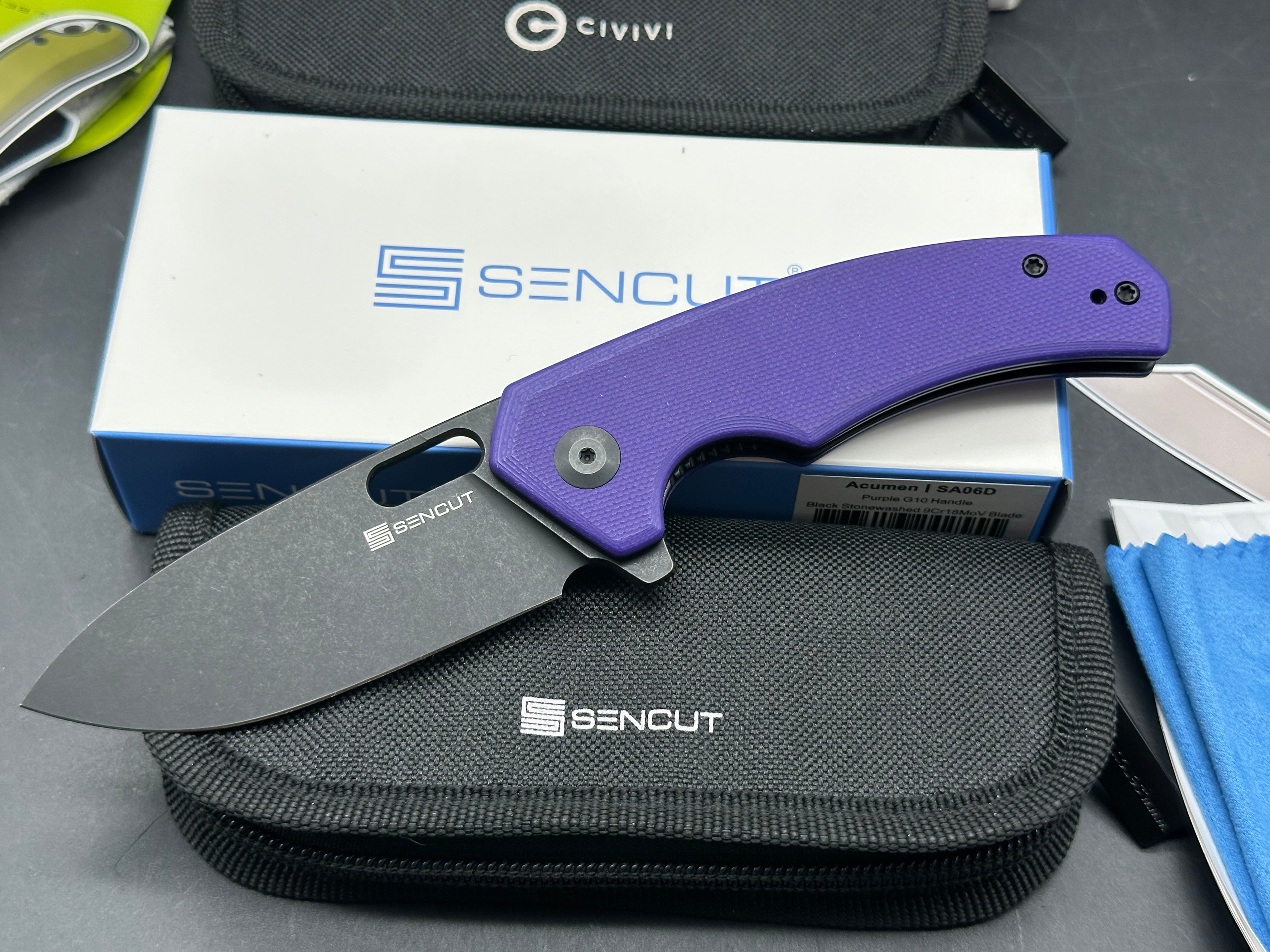 Purple bundle Sencut Acumen & Civivi Baby Banter wharncliffe