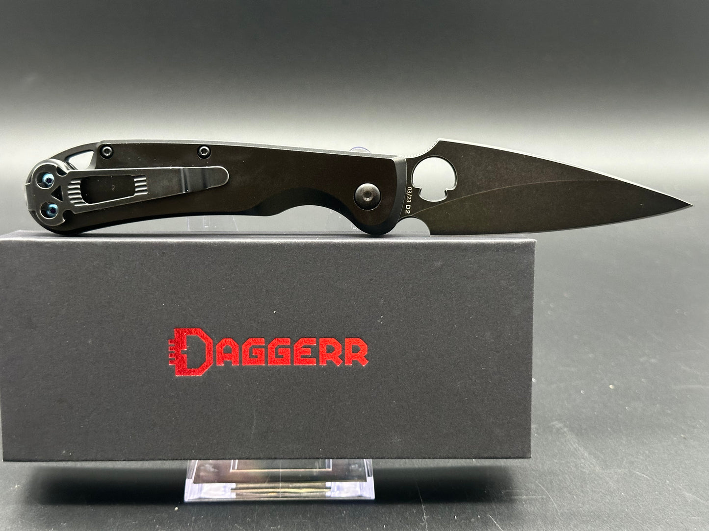 Daggerr Knives Zhalo Automatic Knife Black Aluminum (3.5" Black D2)