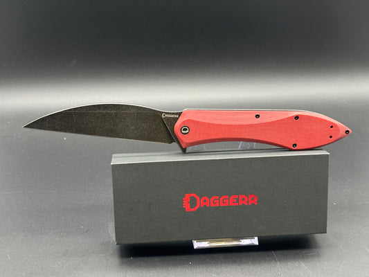 Daggerr Knives Voron Frame Lock Knife Burgundy G-10 (5.2" Black Stonewash)