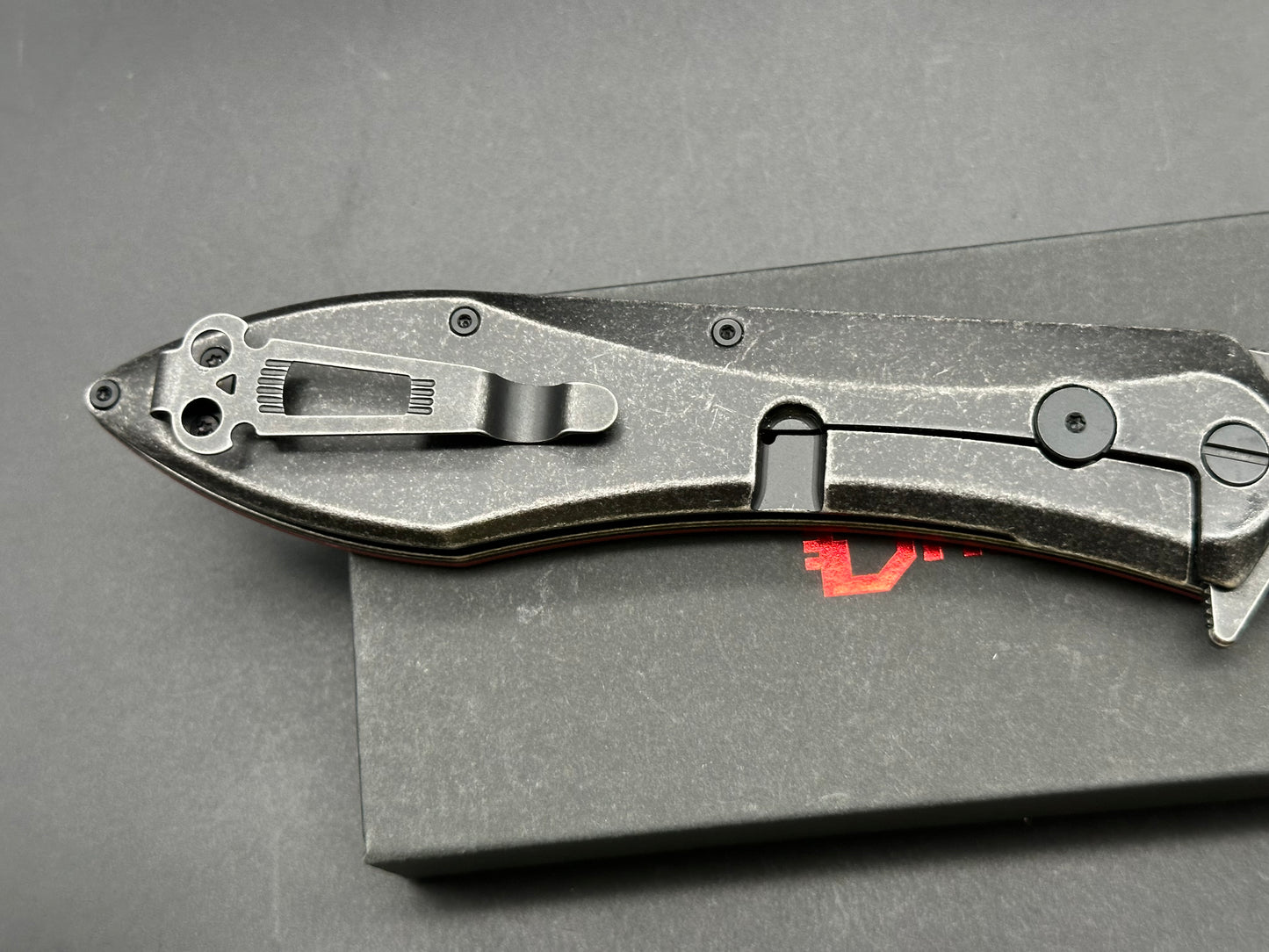 Daggerr Knives Voron Frame Lock Knife Burgundy G-10 (5.2" Black Stonewash)